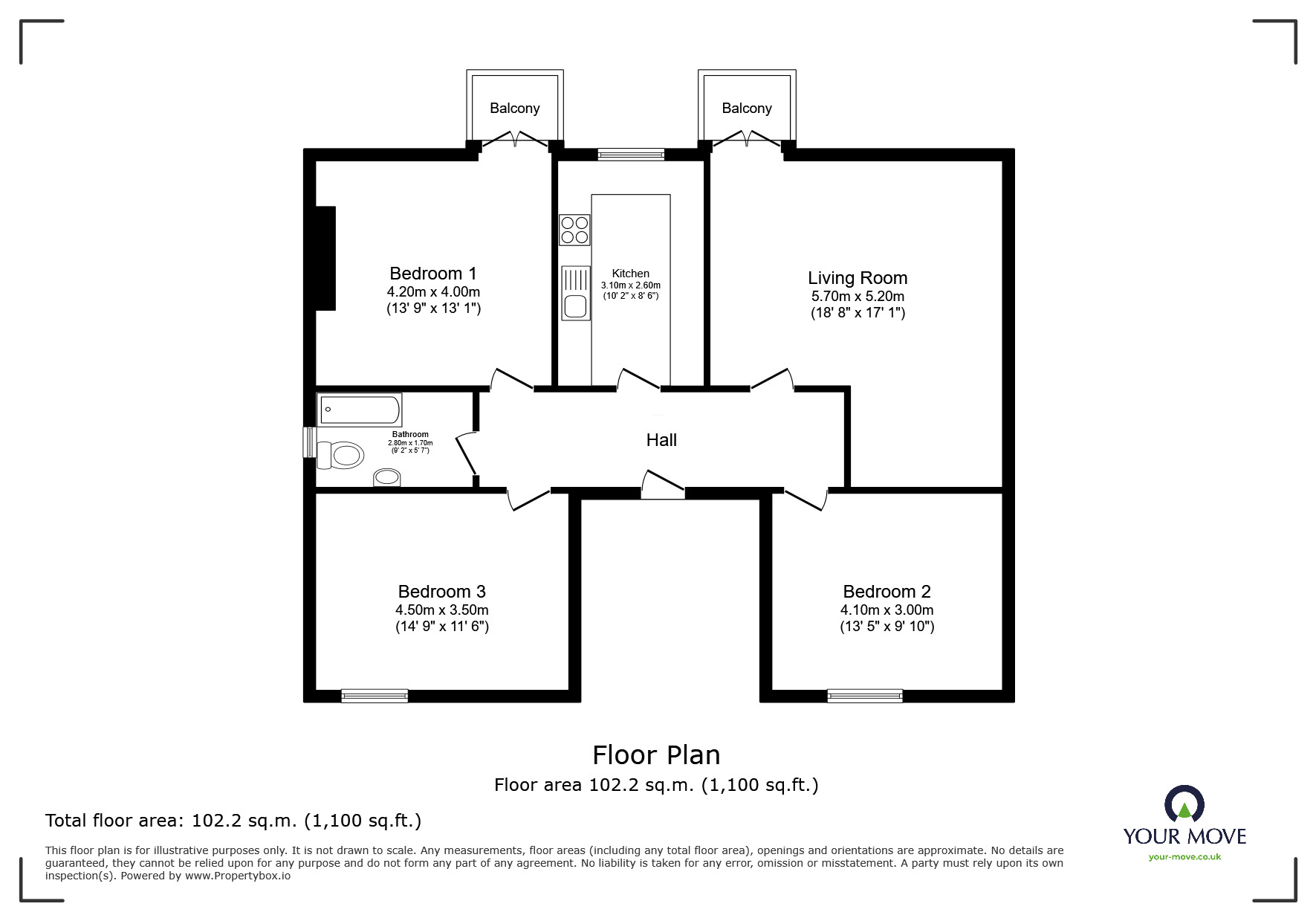Floorplan of 3 bedroom  Flat for sale, 42 George Street, Hastings, East Sussex, TN34