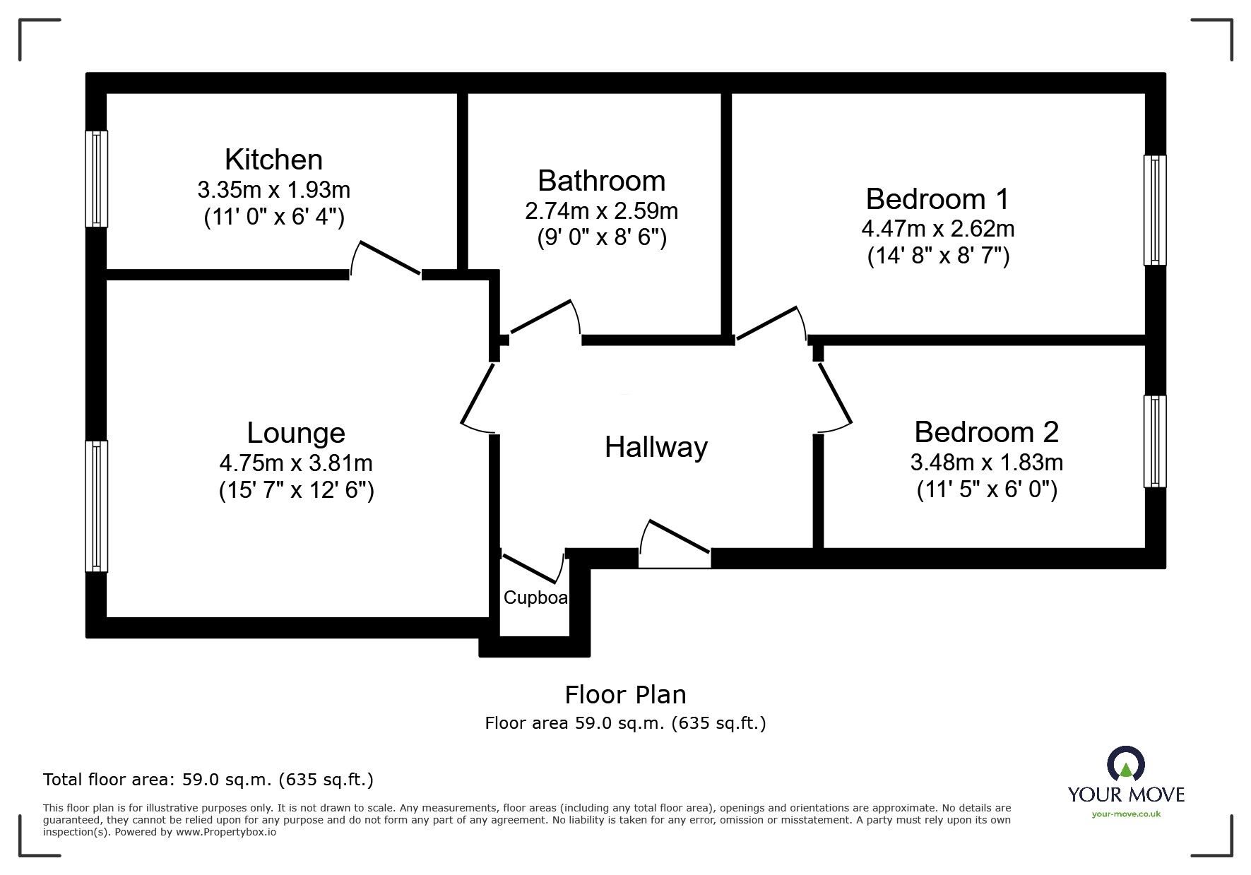 Floorplan of 2 bedroom  Flat to rent, Woodhams Close, Battle, East Sussex, TN33