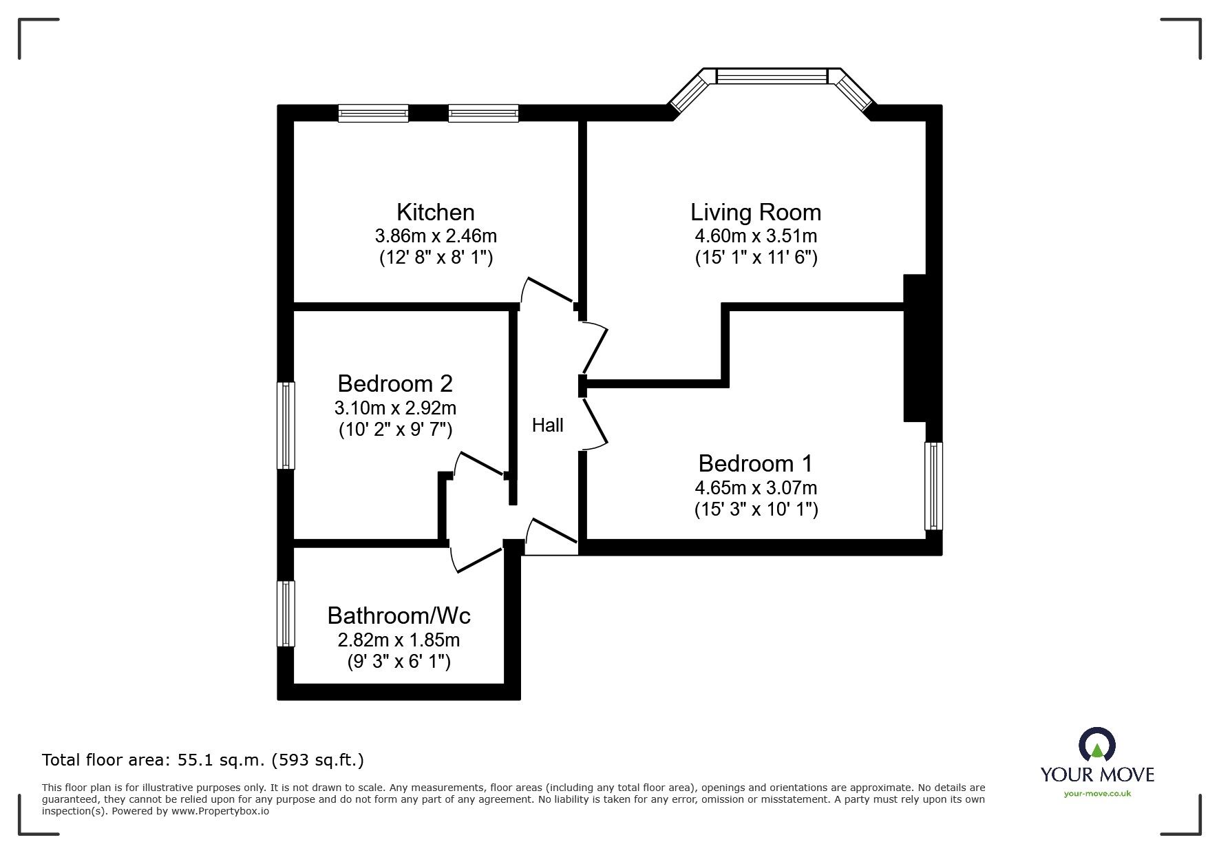 Floorplan of 2 bedroom Flat to rent, Ashburnham Road, Hastings, East Sussex, TN35