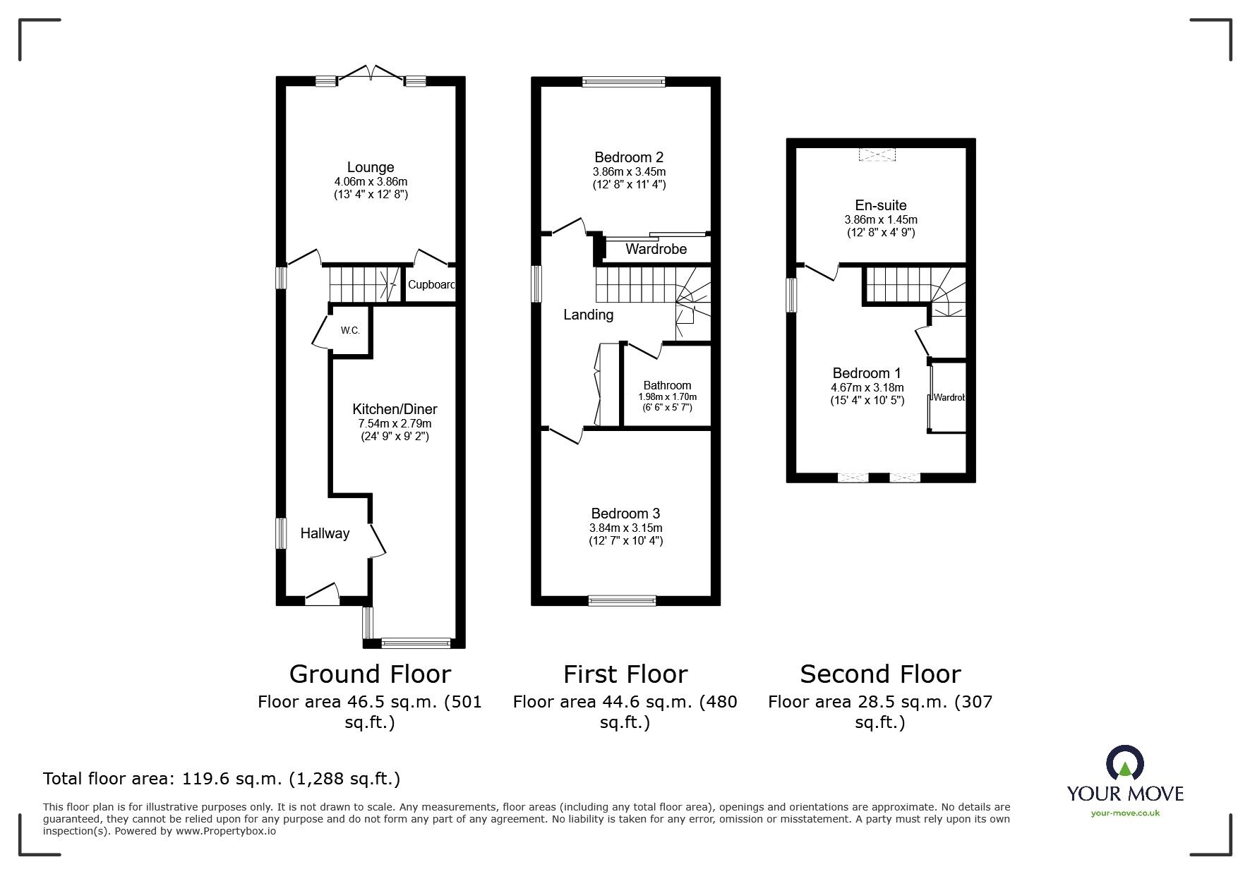 Floorplan of 3 bedroom Semi Detached House to rent, Stanislas Place, Gillsmans, East Sussex, TN38