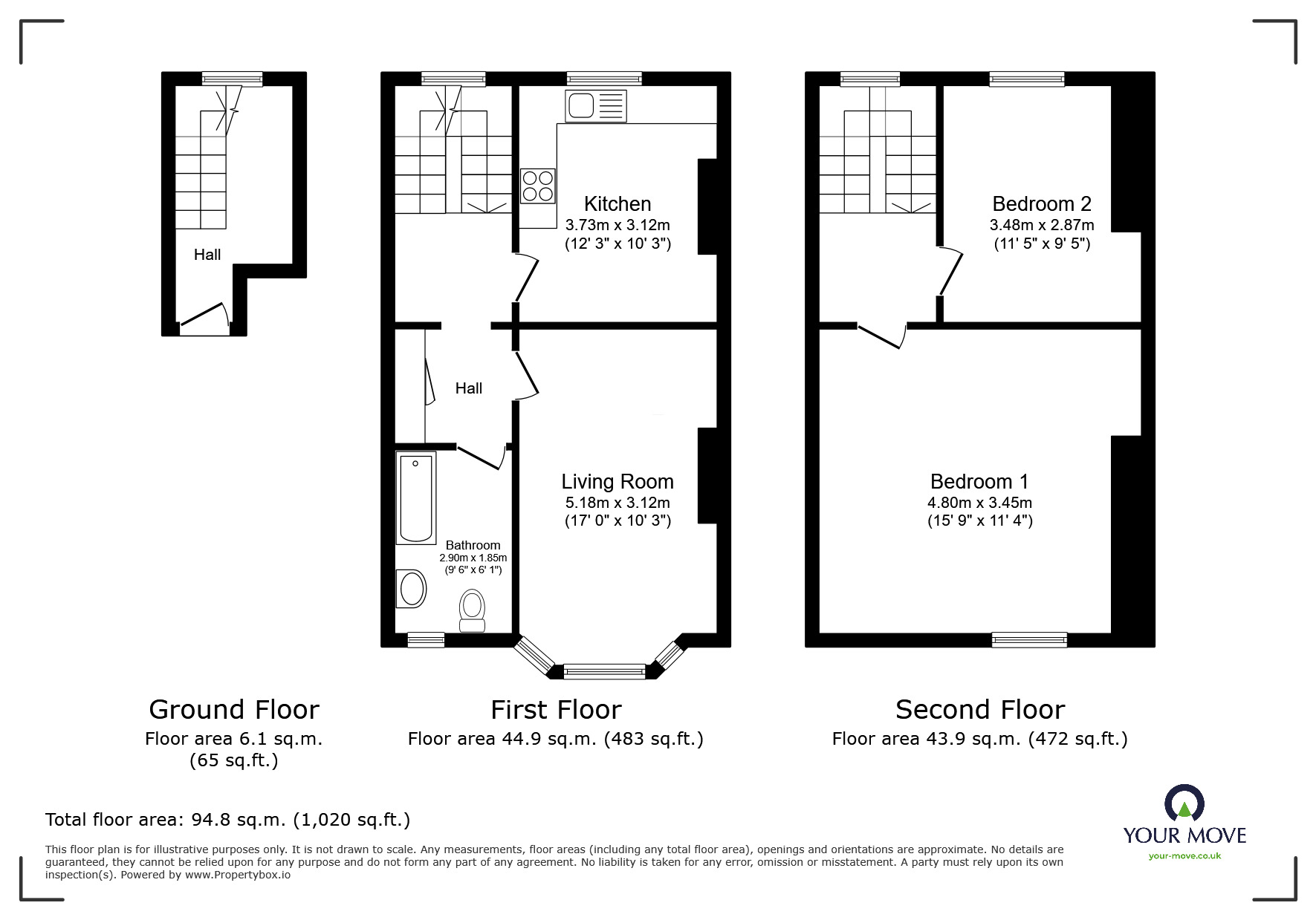 Floorplan of 2 bedroom Flat for sale, De Cham Road, St. Leonards-on-Sea, East Sussex, TN37