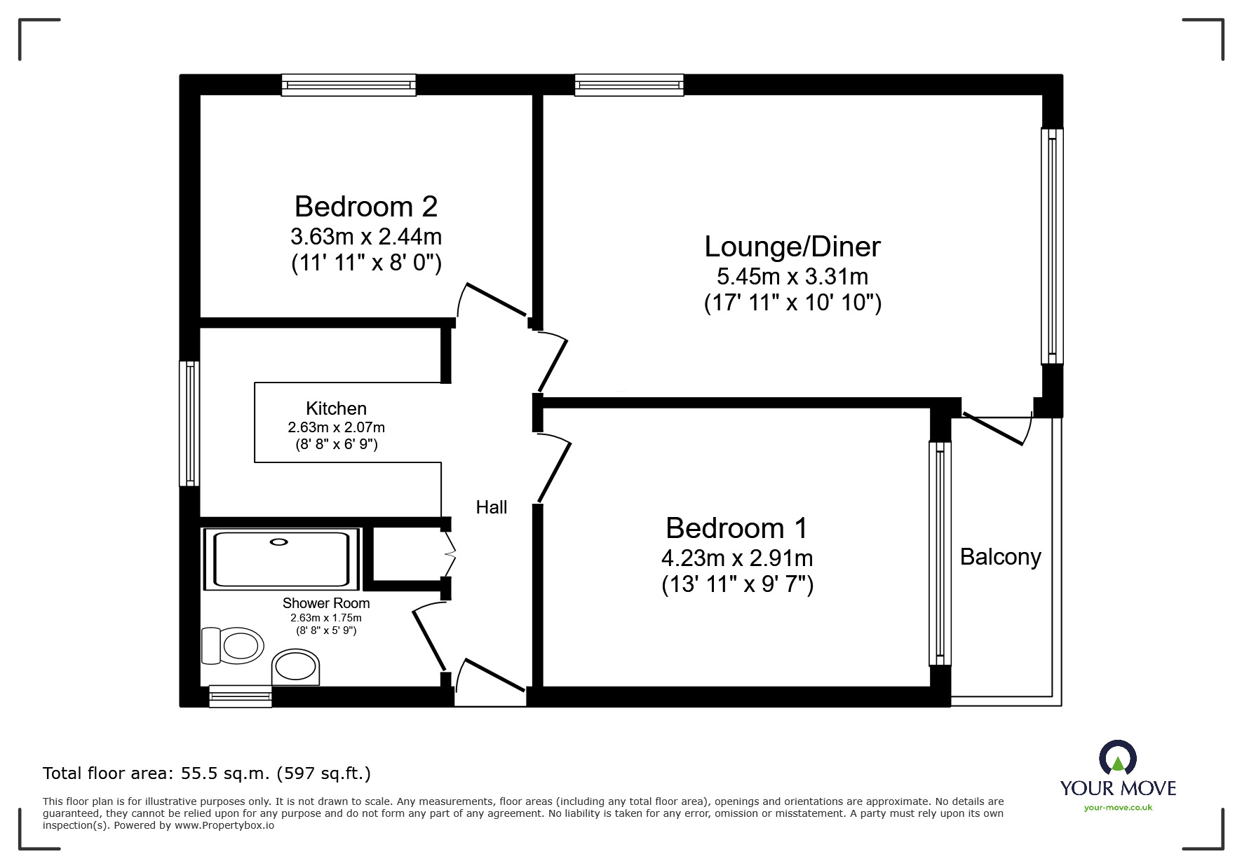 Floorplan of 2 bedroom Flat for sale, Dogs Hill Road, Winchelsea Beach, East Sussex, TN36