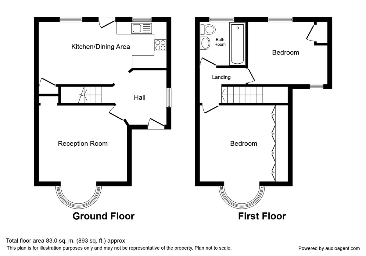 Floorplan of 2 bedroom Semi Detached House for sale, Hoads Wood Road, Hastings, East Sussex, TN34