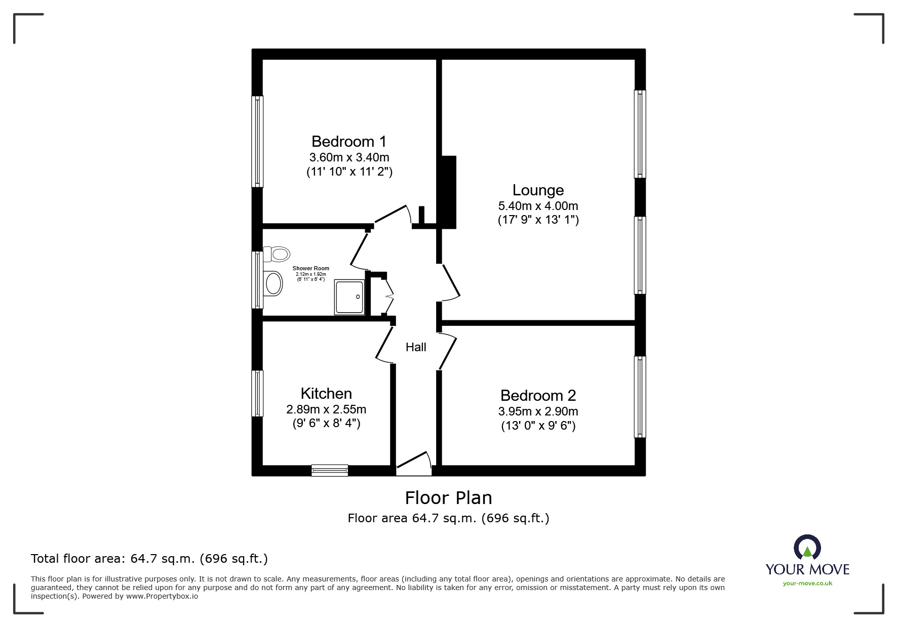 Floorplan of 2 bedroom Flat for sale, Rymill Road, St. Leonards-on-Sea, East Sussex, TN38