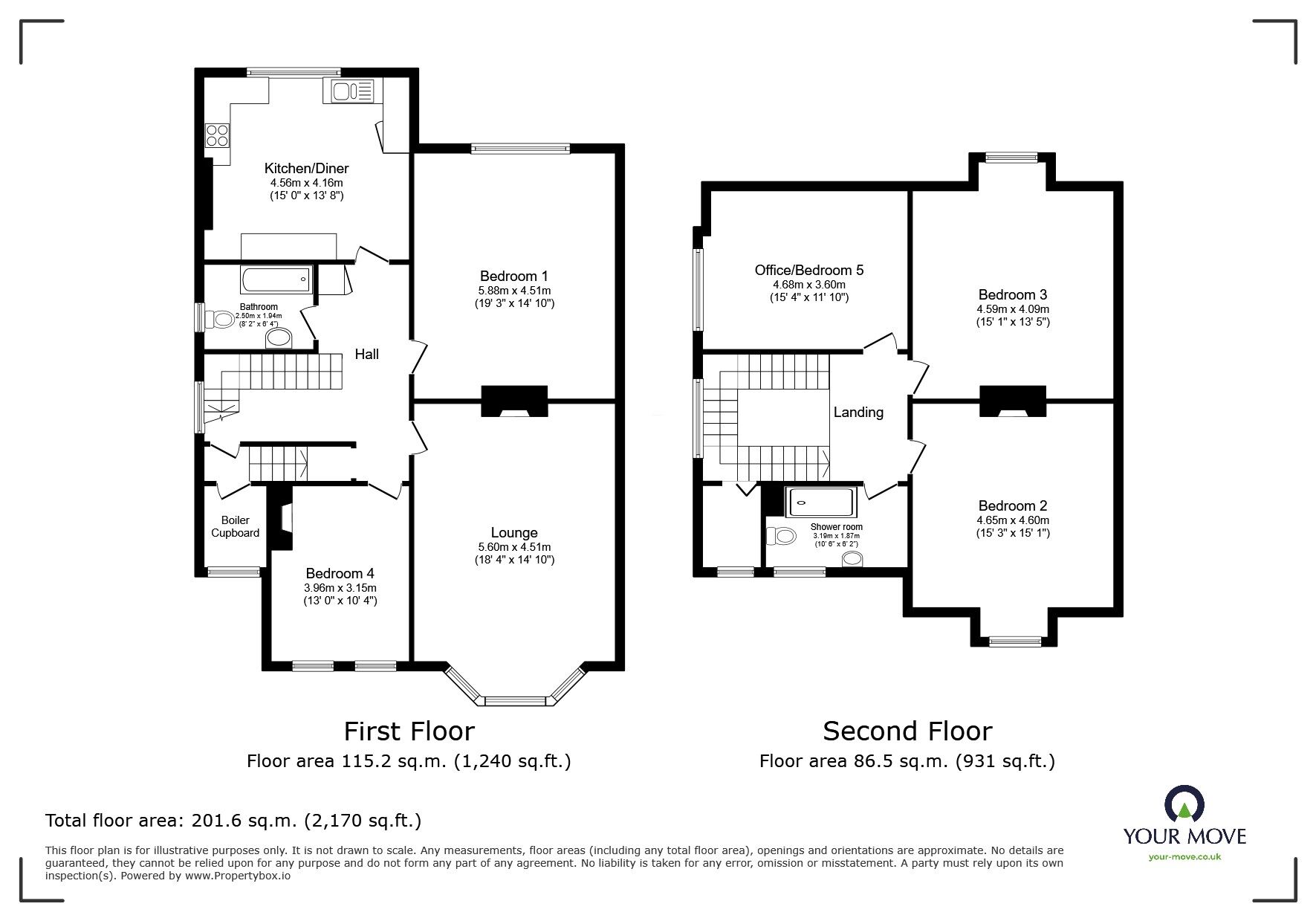 Floorplan of 4 bedroom Flat for sale, Grosvenor Crescent, St. Leonards-on-Sea, East Sussex, TN38