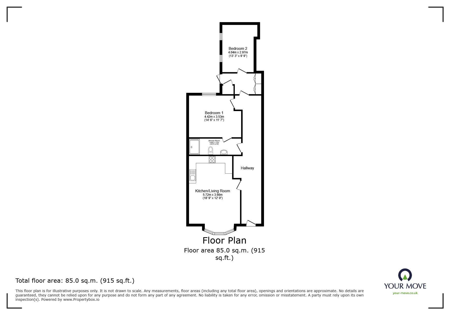 Floorplan of 2 bedroom Flat for sale, Warrior Square, St. Leonards-on-Sea, East Sussex, TN37