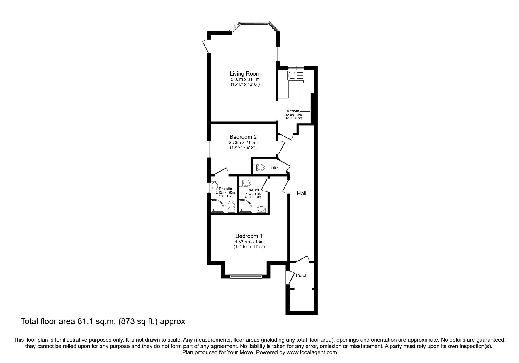 Floorplan of 2 bedroom Flat for sale, London Road, St. Leonards-on-Sea, East Sussex, TN37