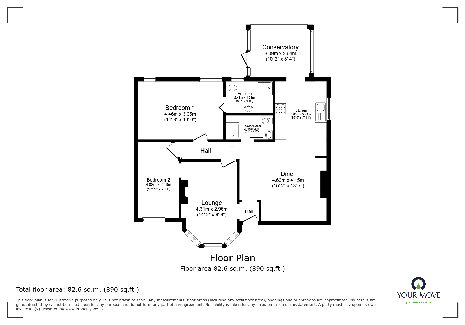 Floorplan of 2 bedroom Detached Bungalow for sale, Bexhill Road, St. Leonards-on-Sea, East Sussex, TN38