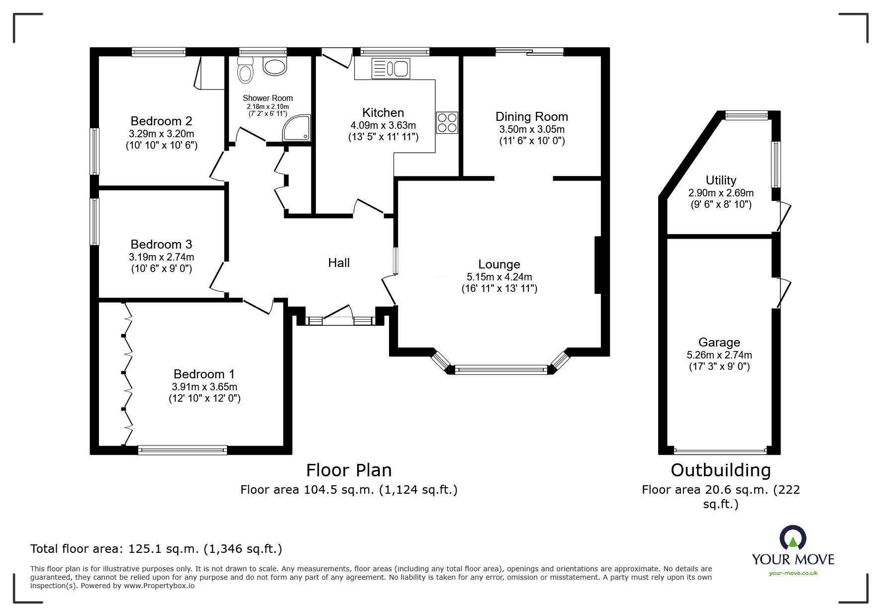Floorplan of 3 bedroom Detached Bungalow for sale, Old Roar Road, East Sussex, TN37