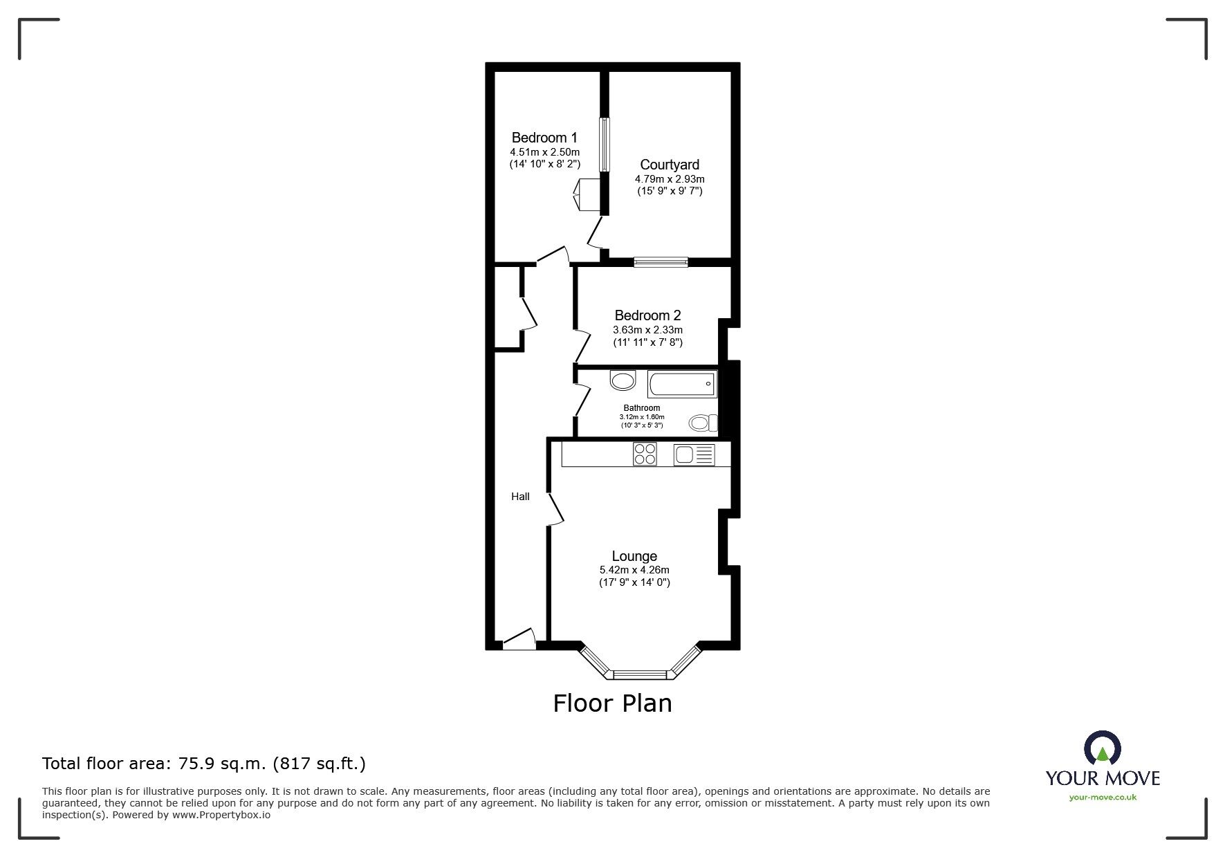 Floorplan of 2 bedroom Flat for sale, Blomfield Road, St. Leonards-on-Sea, East Sussex, TN37