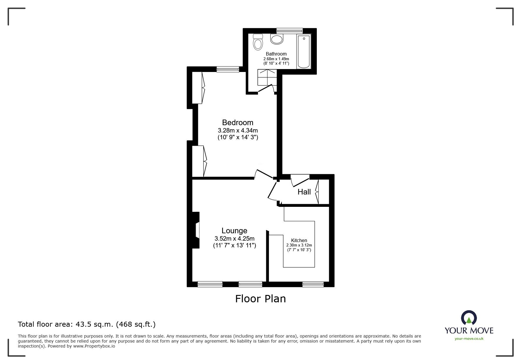 Floorplan of 1 bedroom Flat for sale, Cornwallis Terrace, Hastings, East Sussex, TN34