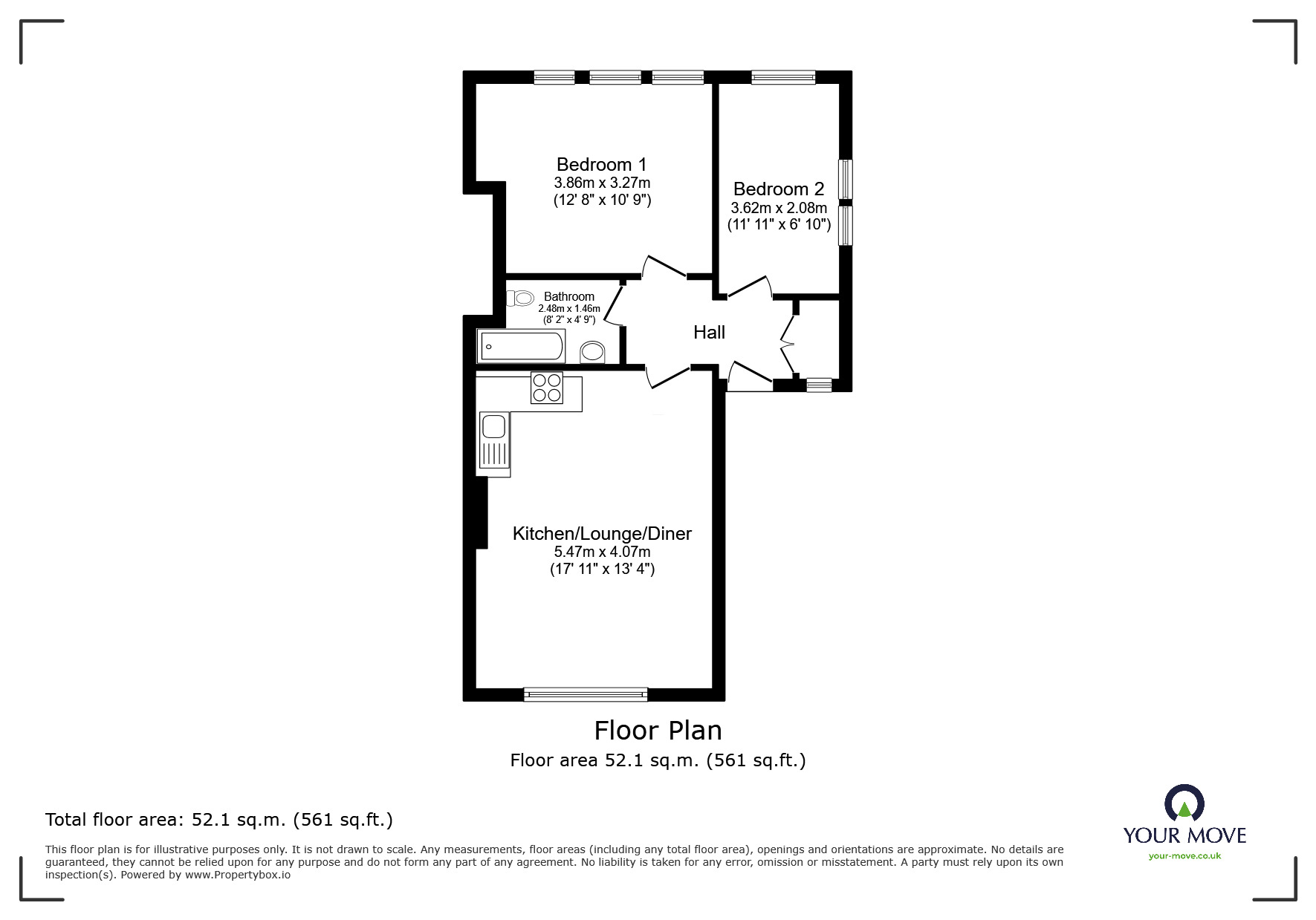 Floorplan of 2 bedroom Flat for sale, Magdalen Road, St. Leonards-on-Sea, East Sussex, TN37