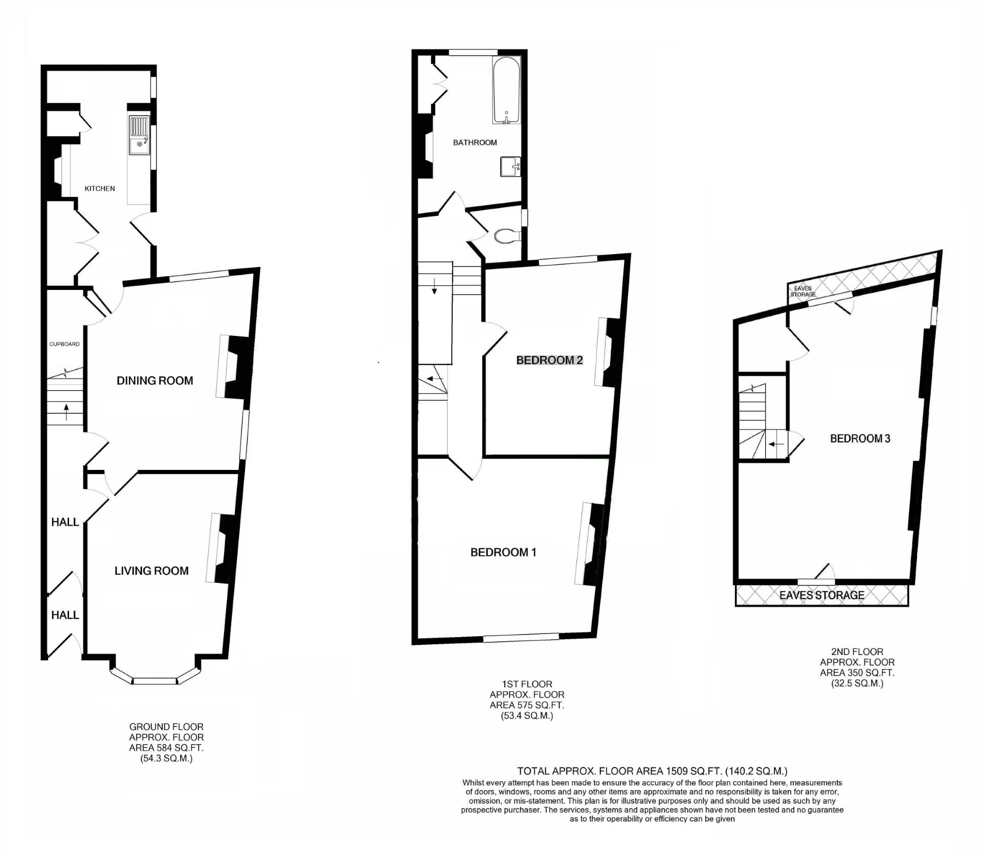 Floorplan of 3 bedroom End Terrace House for sale, Portland Terrace, Hastings, East Sussex, TN34