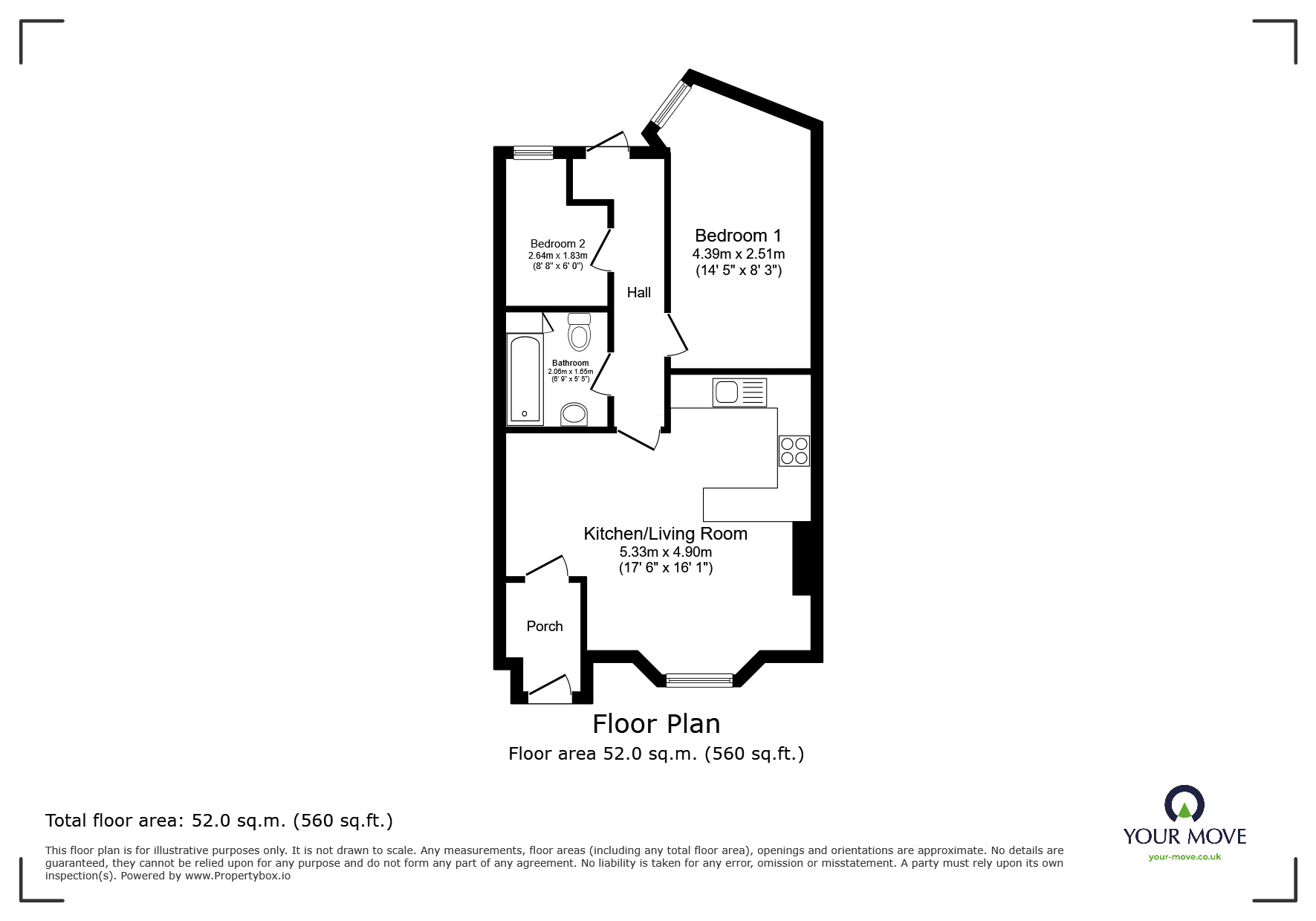 Floorplan of 2 bedroom Flat for sale, Pelham Crescent, Hastings, East Sussex, TN34