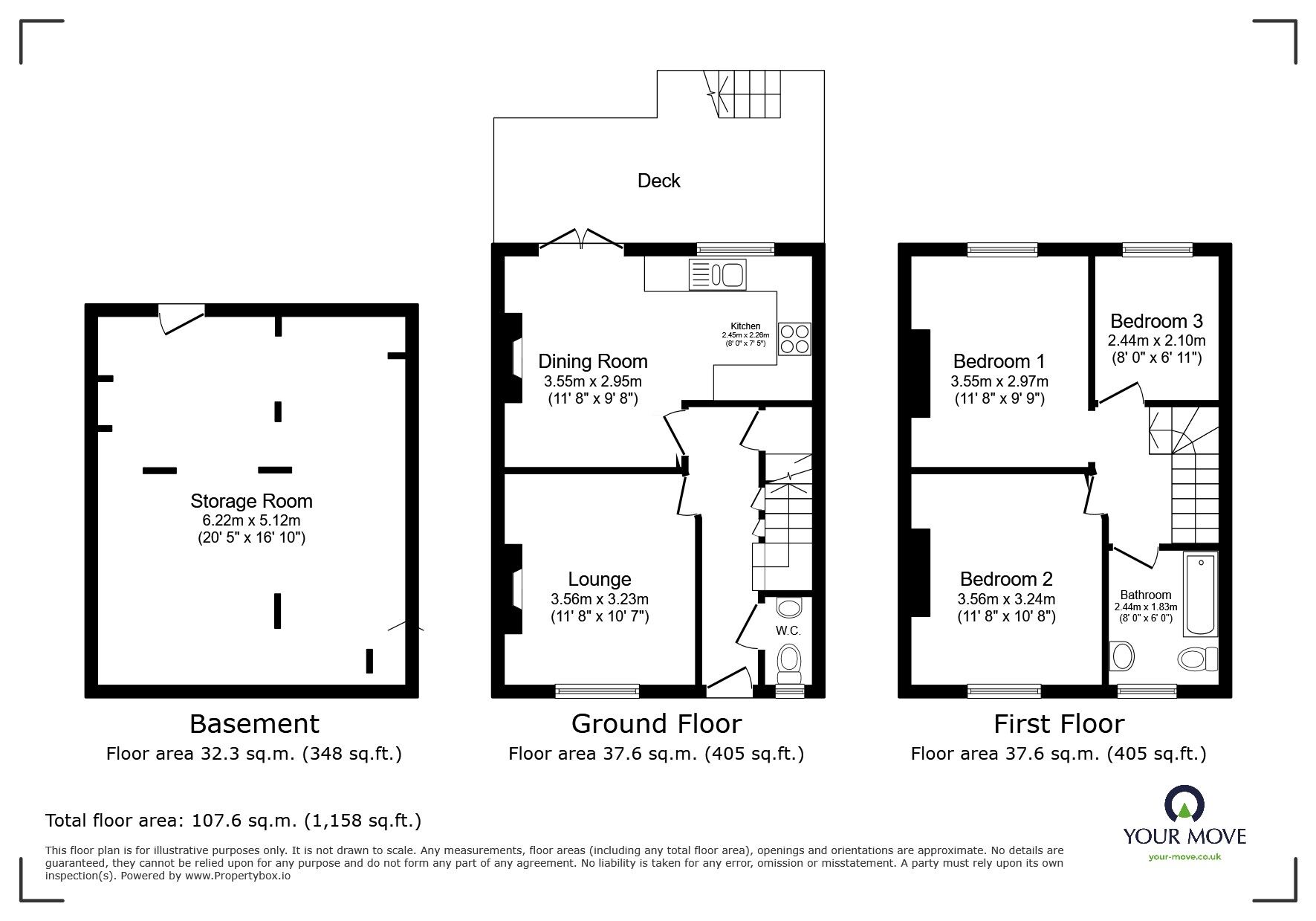Floorplan of 3 bedroom Mid Terrace House for sale, Hardwicke Road, Hastings, East Sussex, TN34