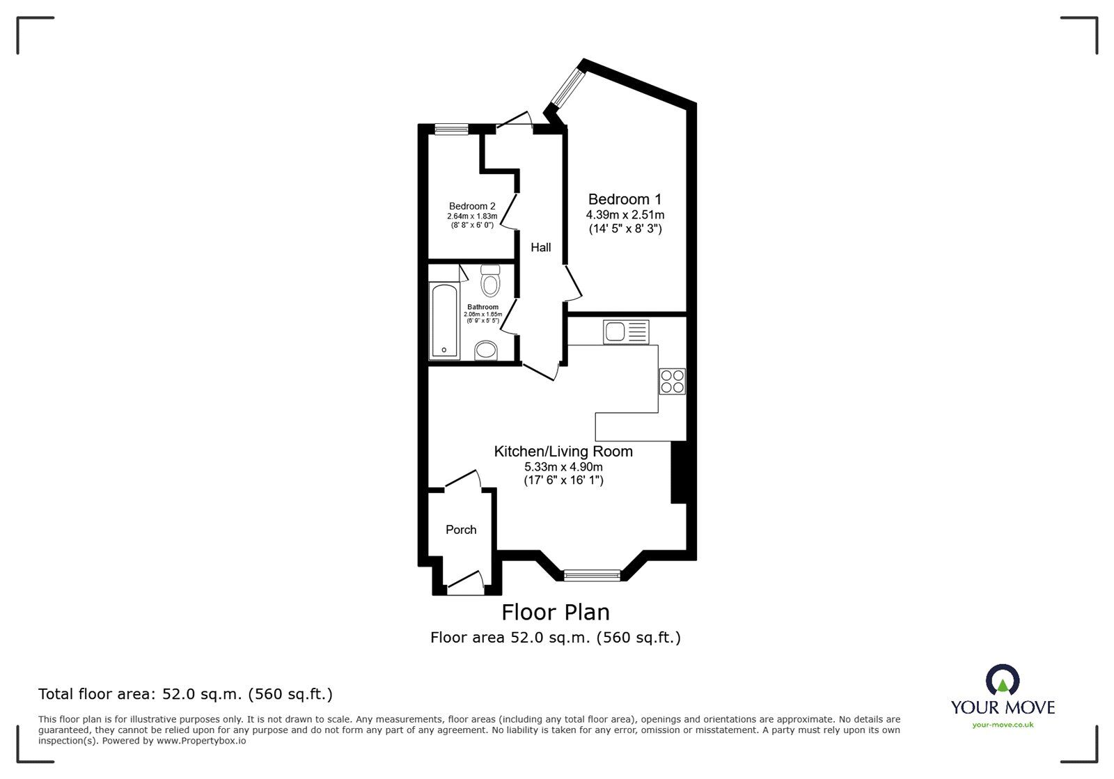 Floorplan of 2 bedroom Flat to rent, Pelham Crescent, Hastings, East Sussex, TN34