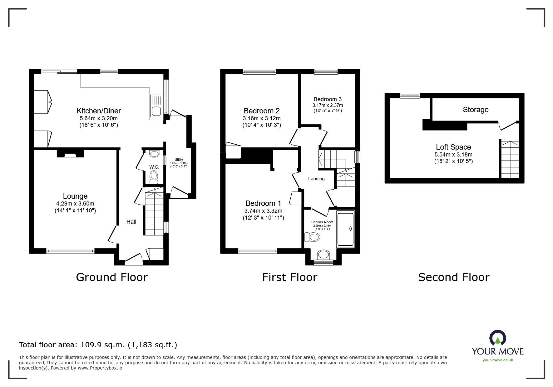 Floorplan of 3 bedroom Semi Detached House for sale, Churchill Avenue, Hastings, East Sussex, TN35