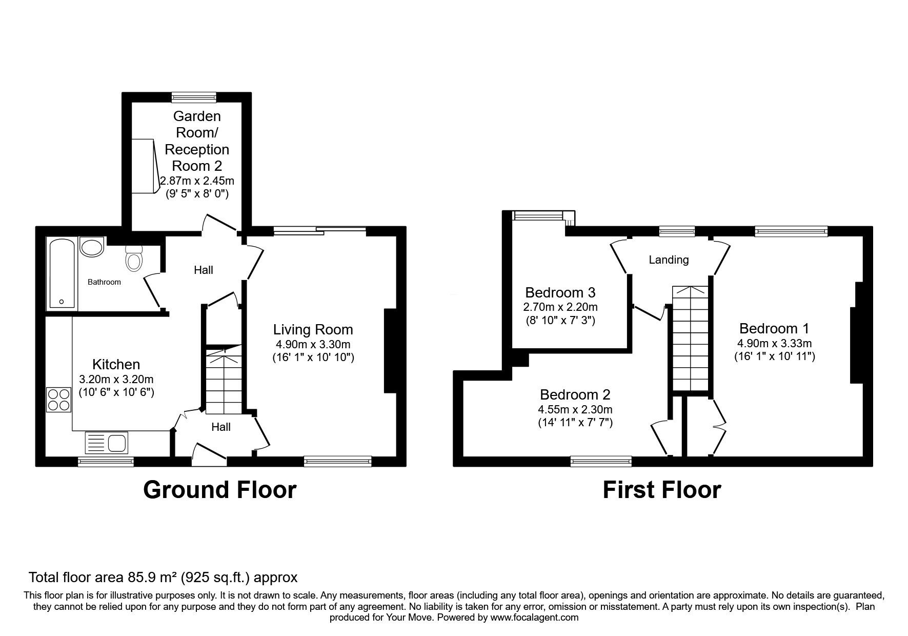 Floorplan of 3 bedroom Mid Terrace House for sale, South Terrace, Westfield, East Sussex, TN35