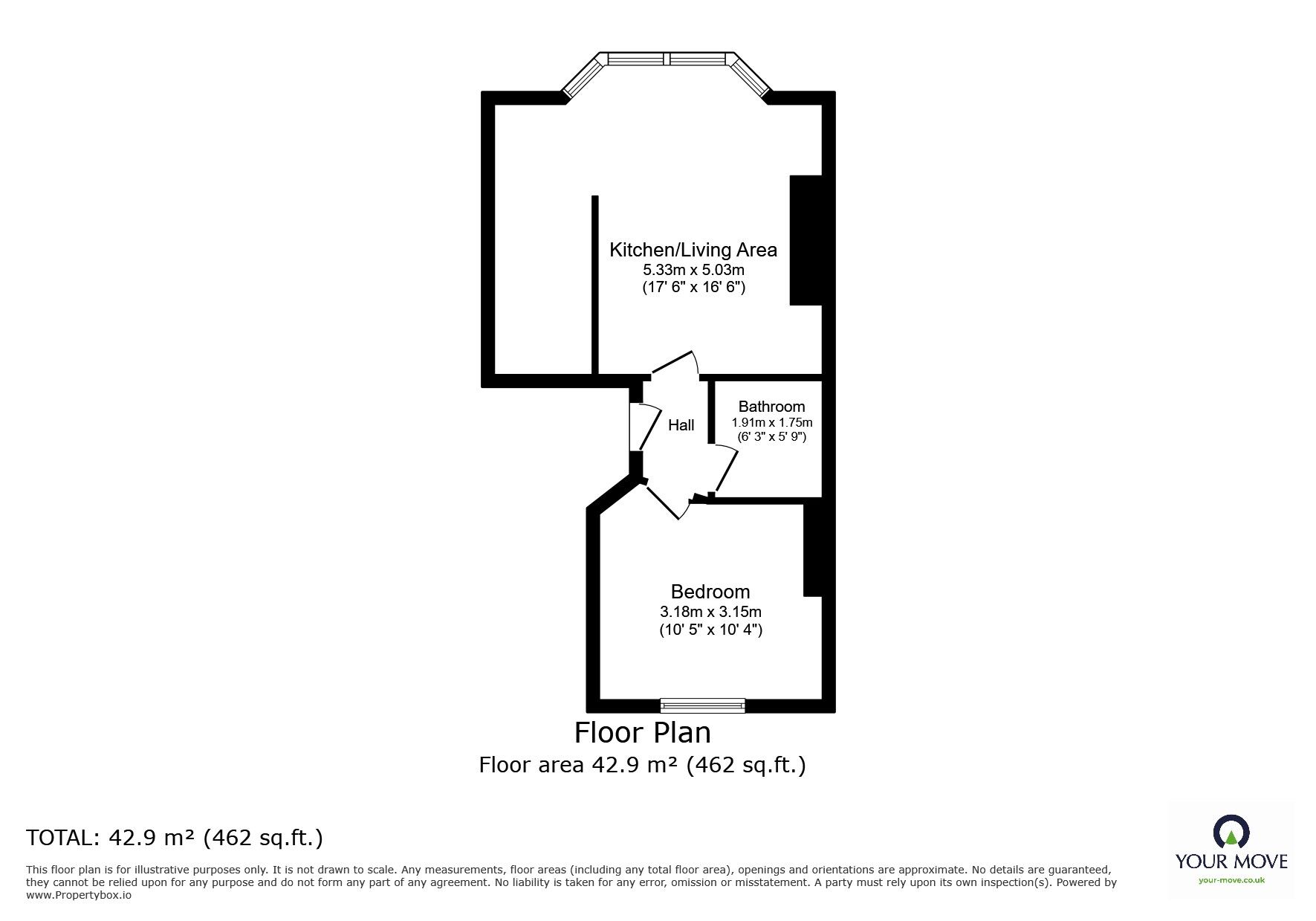 Floorplan of 1 bedroom Flat for sale, Devonshire Road, Hastings, East Sussex, TN34
