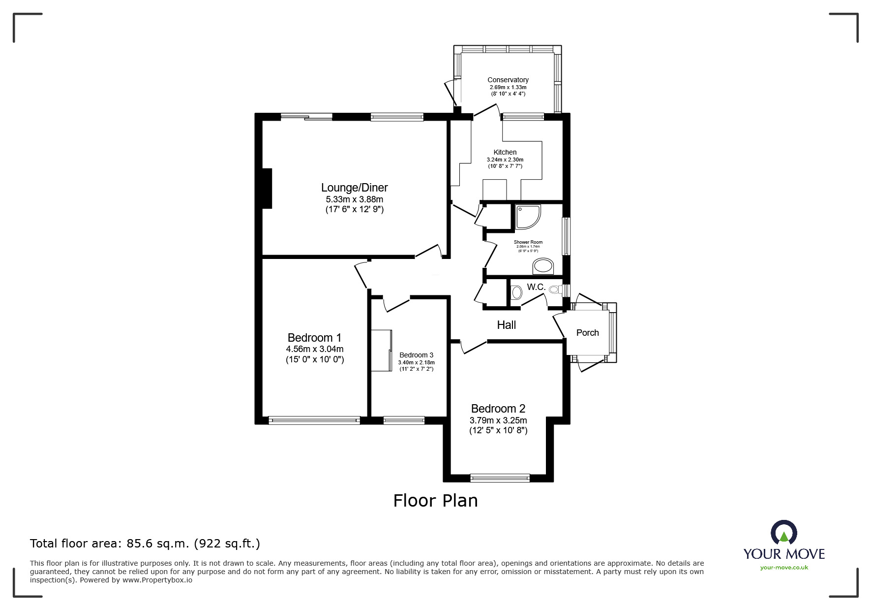Floorplan of 3 bedroom Detached Bungalow for sale, Sheerwater Crescent, Hastings, East Sussex, TN34