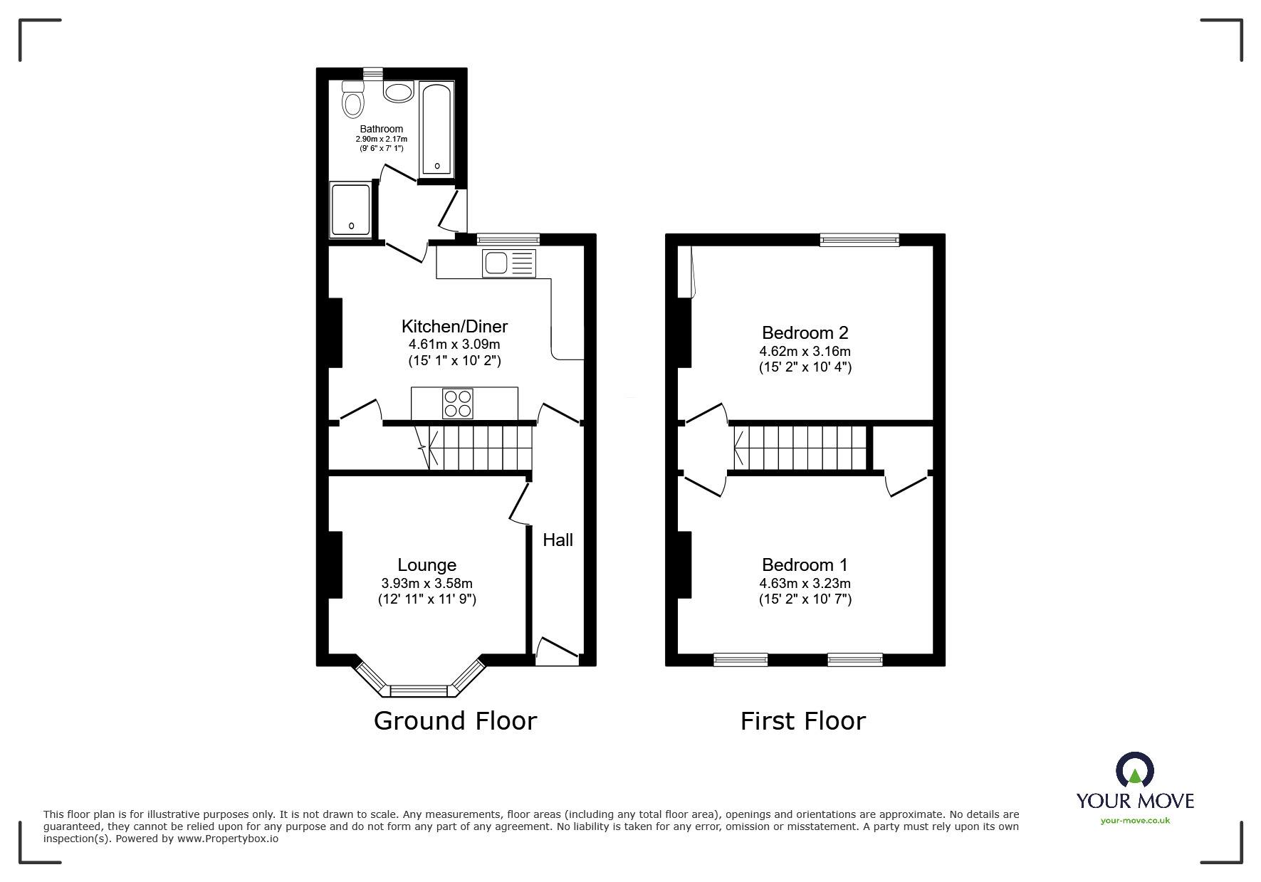 Floorplan of 2 bedroom Mid Terrace House for sale, St. Georges Road, Hastings, East Sussex, TN34