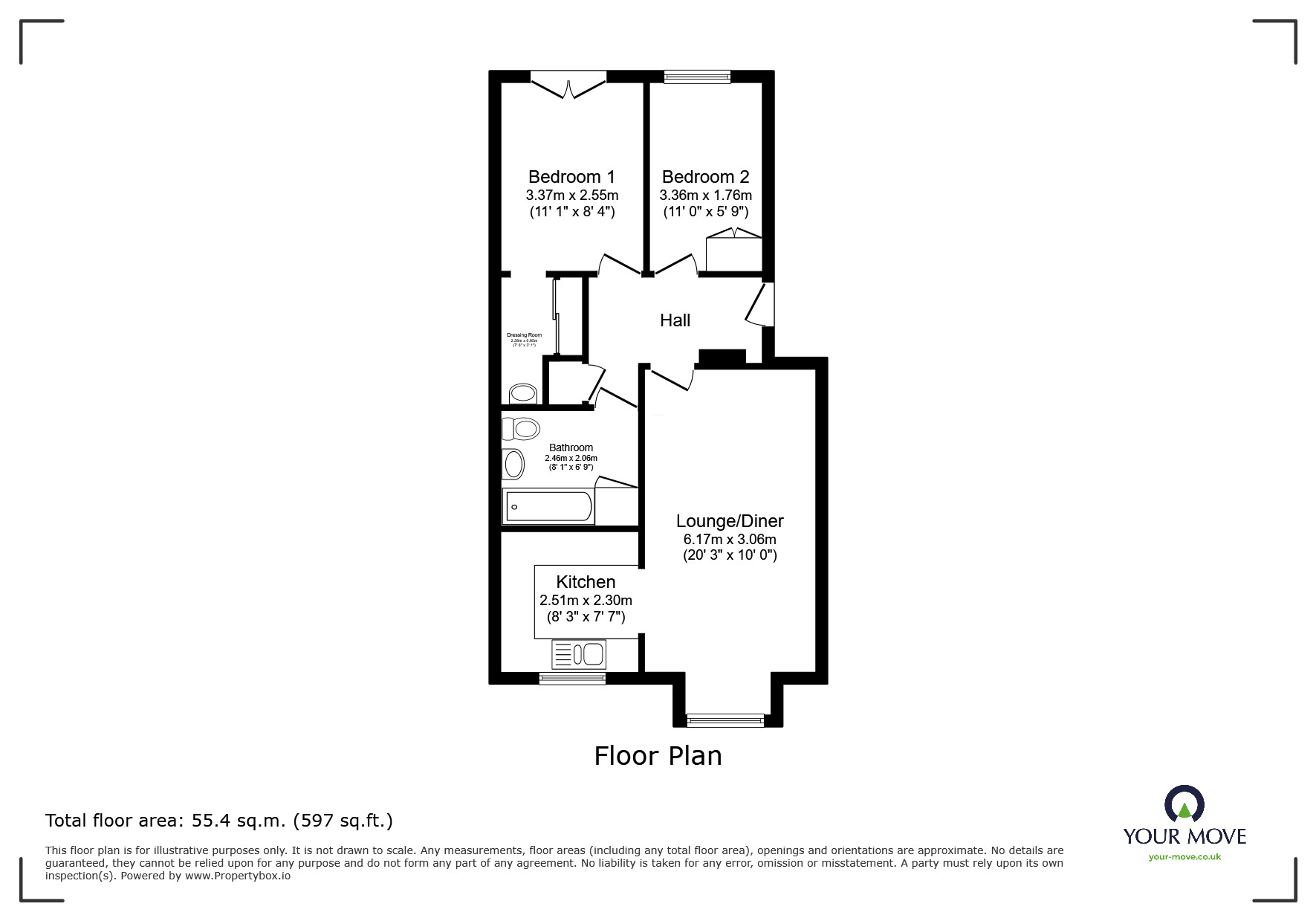 Floorplan of 2 bedroom Flat for sale, Lovat Mead, St. Leonards-on-Sea, East Sussex, TN38