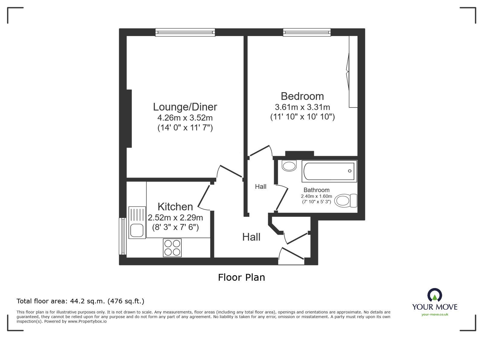 Floorplan of 1 bedroom Flat for sale, Linton Road, Hastings, East Sussex,, TN34