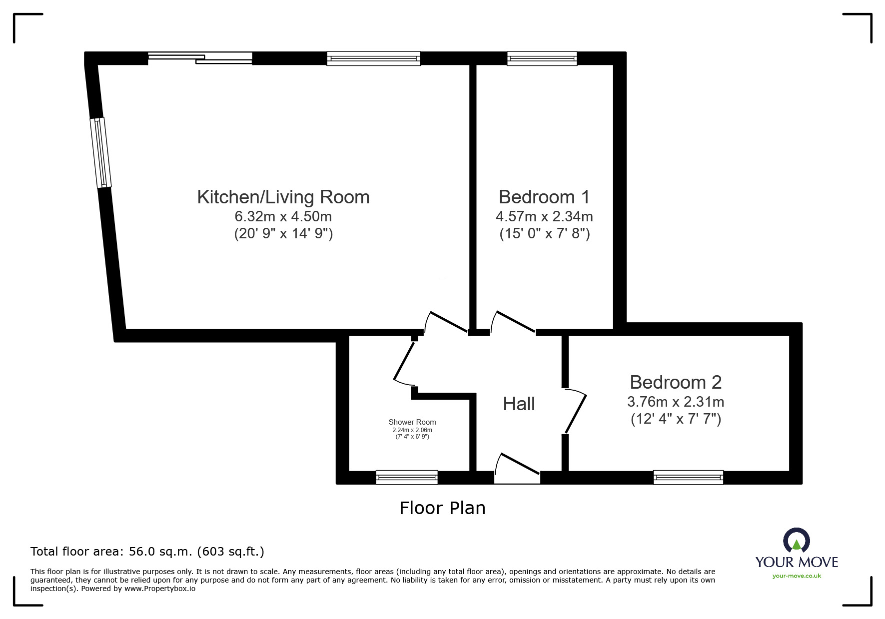 Floorplan of 2 bedroom Flat to rent, The Ridge, St. Leonards-on-Sea, East Sussex, TN37