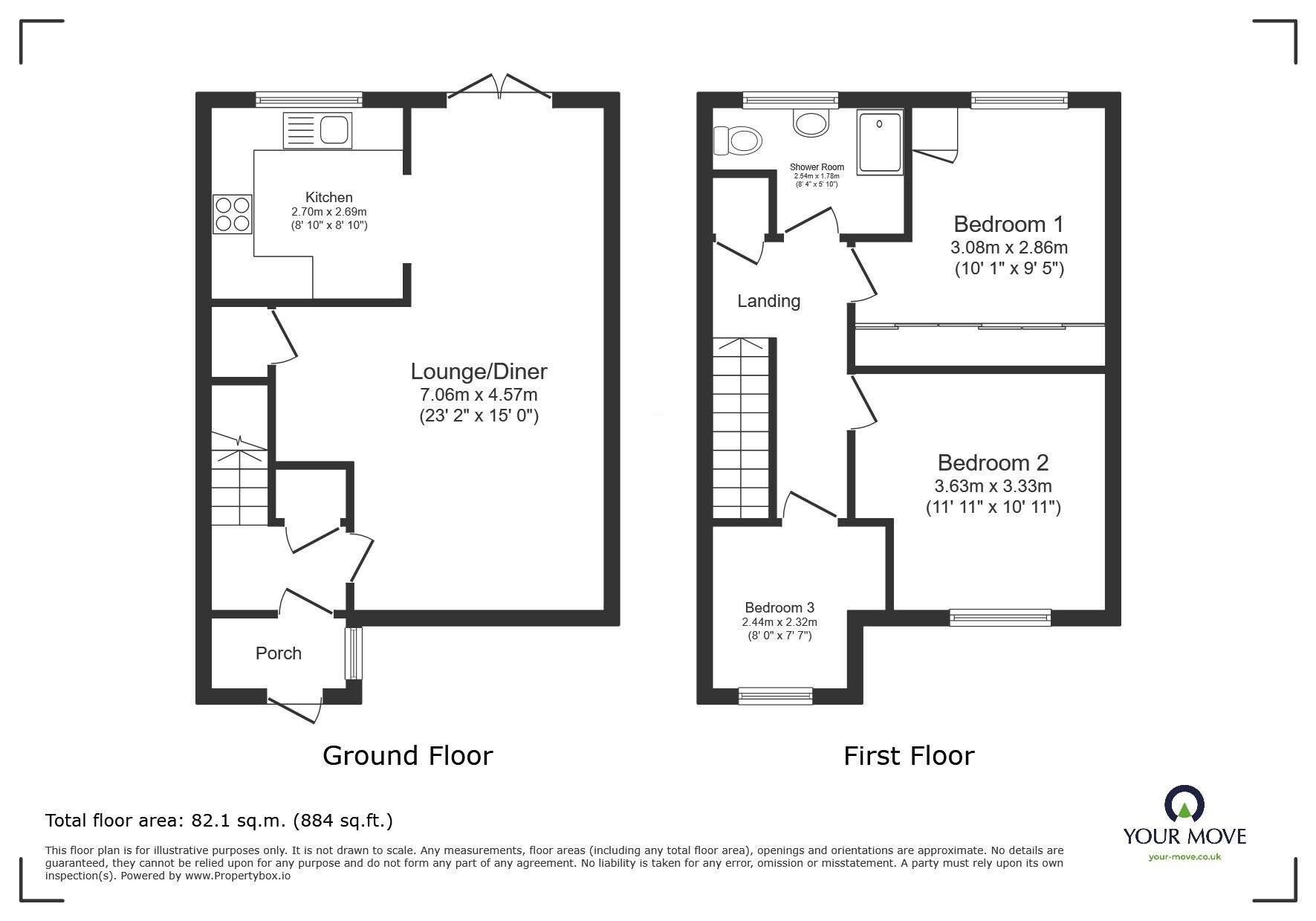 Floorplan of 3 bedroom Mid Terrace House for sale, Paxhill Close, St. Leonards-on-Sea, East Sussex, TN38