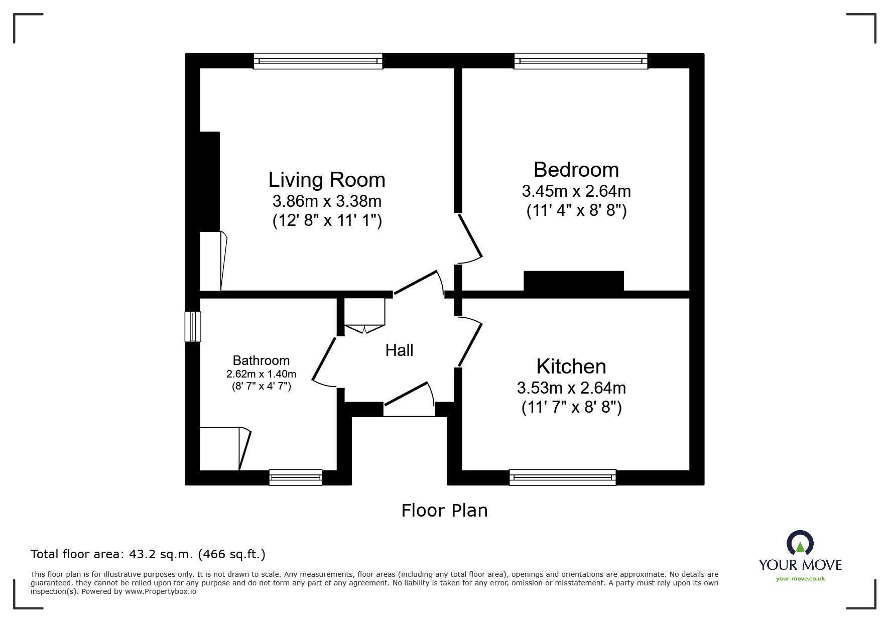 Floorplan of 1 bedroom Flat to rent, West Hill Road, St. Leonards-on-Sea, East Sussex, TN38