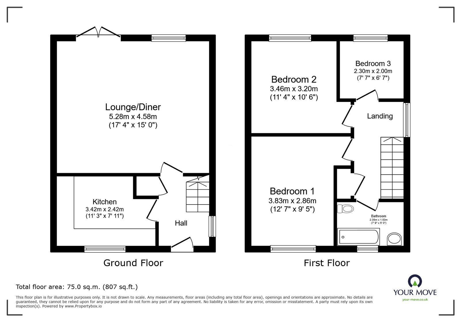 Floorplan of 3 bedroom Semi Detached House for sale, Wentworth Way, St. Leonards-on-Sea, East Sussex, TN38