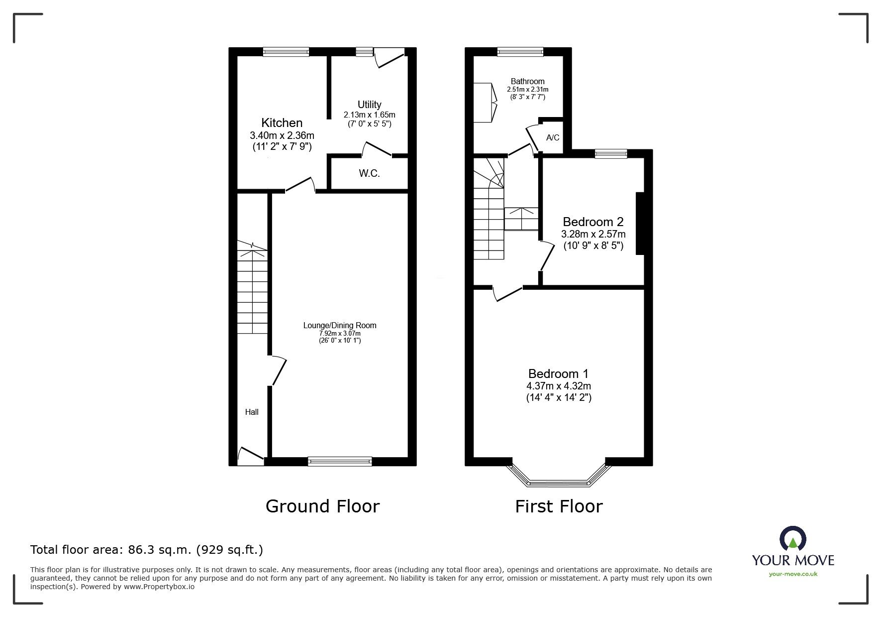 Floorplan of 2 bedroom Mid Terrace House to rent, Old London Road, Hastings, East Sussex, TN35