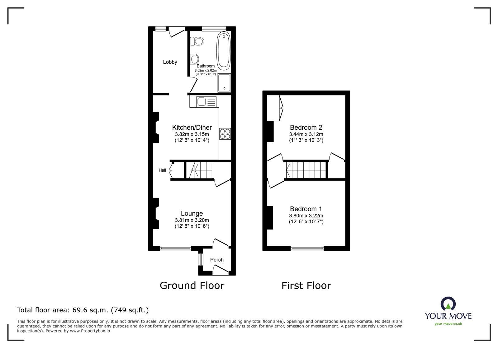 Floorplan of 2 bedroom Mid Terrace House for sale, Pilot Road, Hastings, East Sussex, TN34