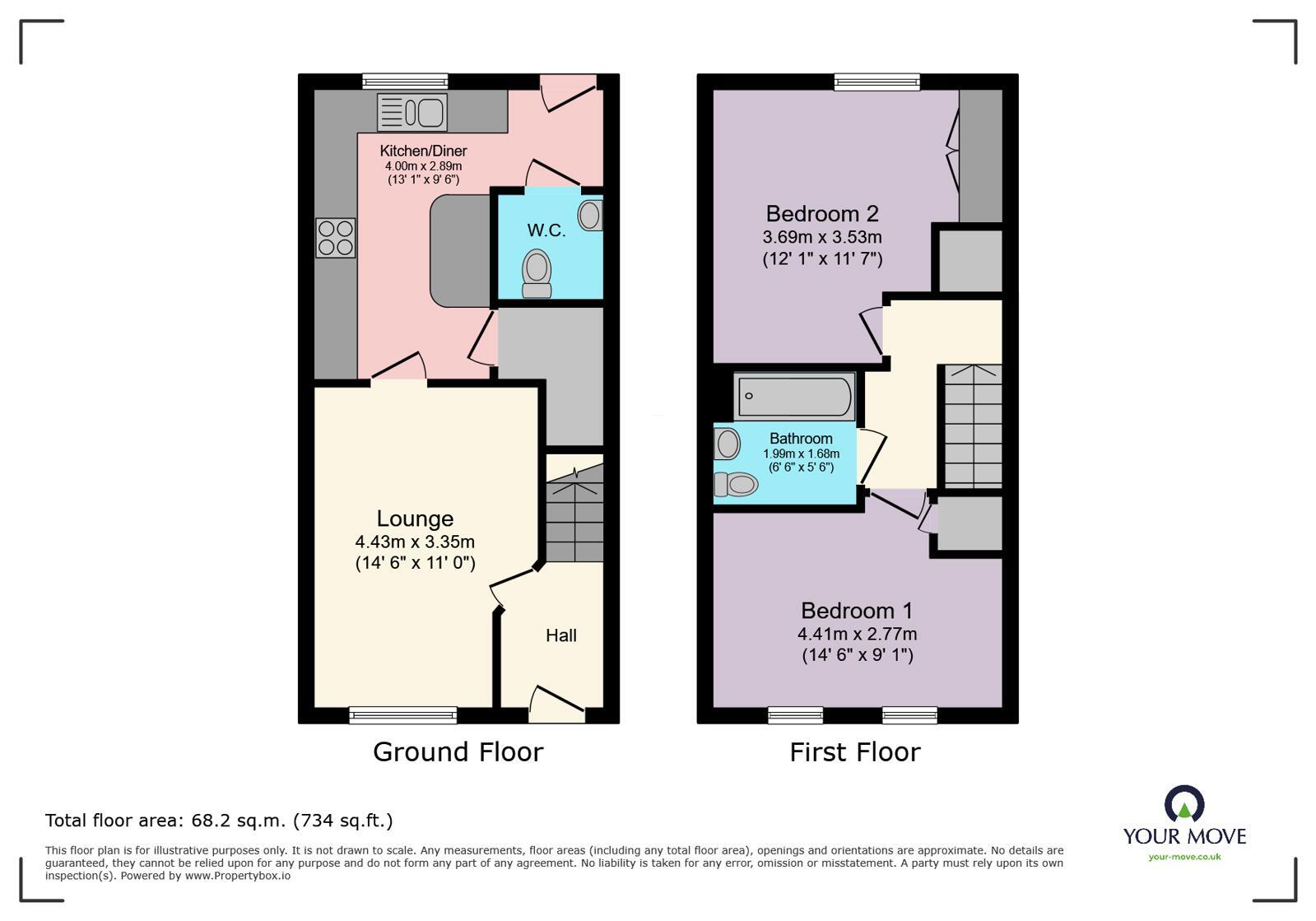 Floorplan of 2 bedroom Mid Terrace House for sale, Beynon Way, Hastings, East Sussex, TN34