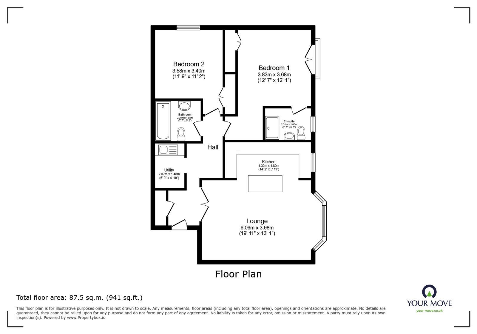 Floorplan of 2 bedroom Flat for sale, The Ridge, Hastings, East Sussex, TN34