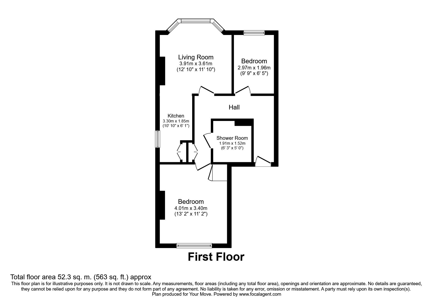 Floorplan of 2 bedroom Flat for sale, Quarry Road, Hastings, East Sussex, TN34