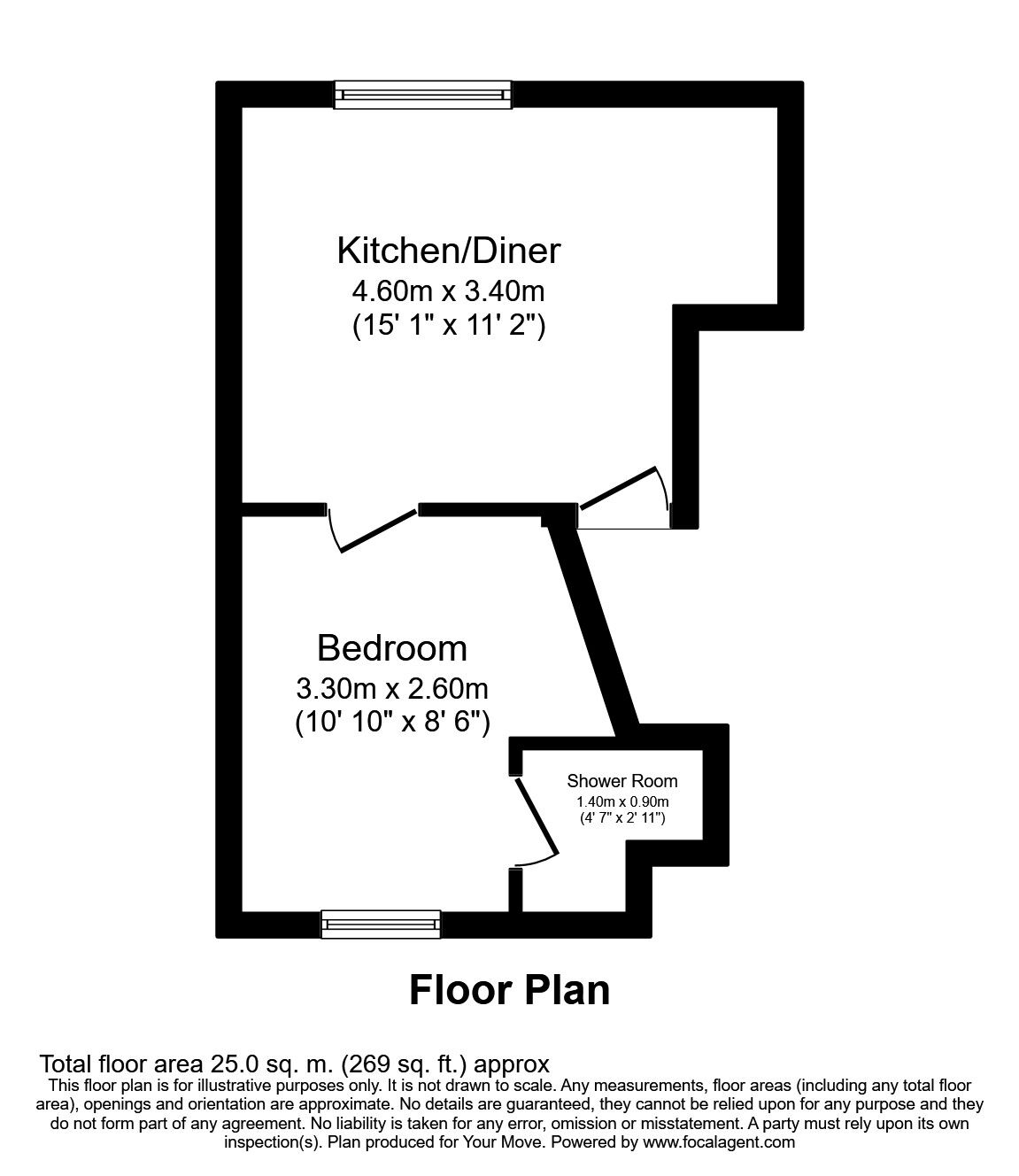 Floorplan of 1 bedroom  Flat to rent, Ebberns Road, Hemel Hempstead, Hertfordshire, HP3