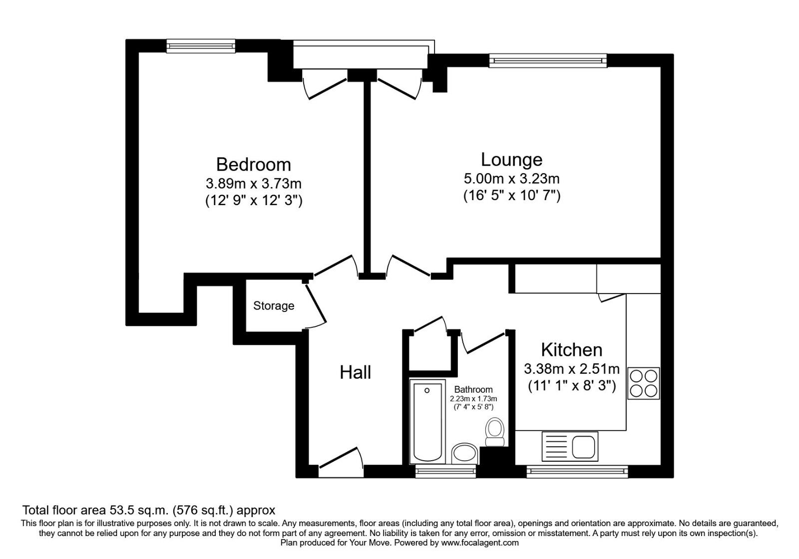 Floorplan of 1 bedroom  Flat to rent, Howe Road, Hemel Hempstead, Hertfordshire, HP3
