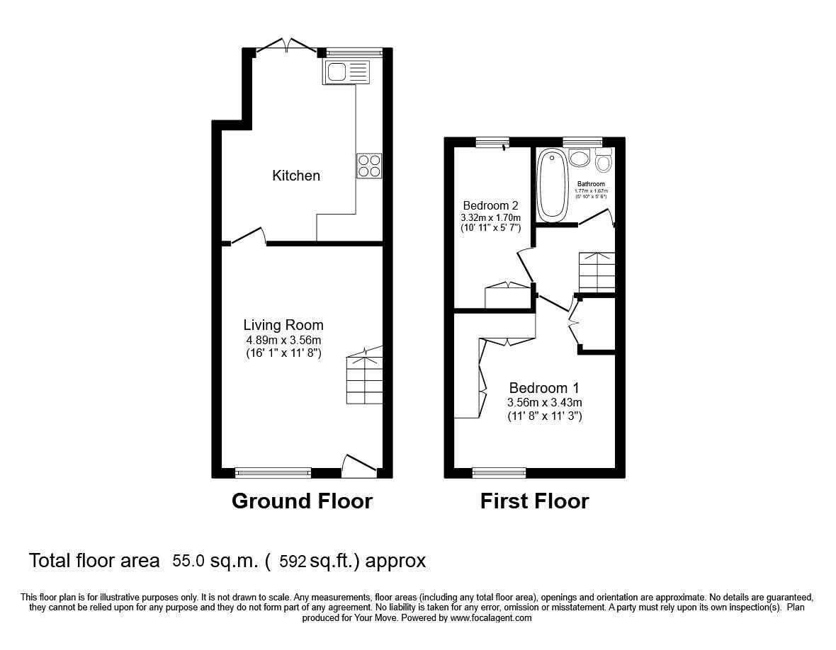 Floorplan of 2 bedroom End Terrace House to rent, Hales Park, Hemel Hempstead, Hertfordshire, HP2