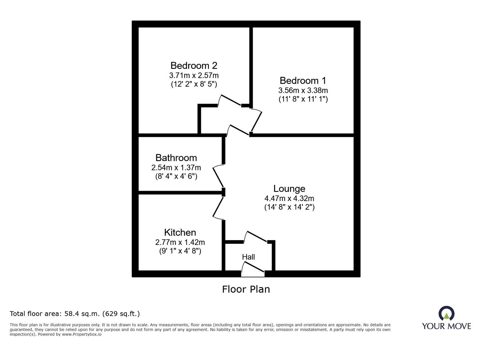 Floorplan of 2 bedroom Flat to rent, Gate Croft, Hemel Hempstead, Hertfordshire, HP3