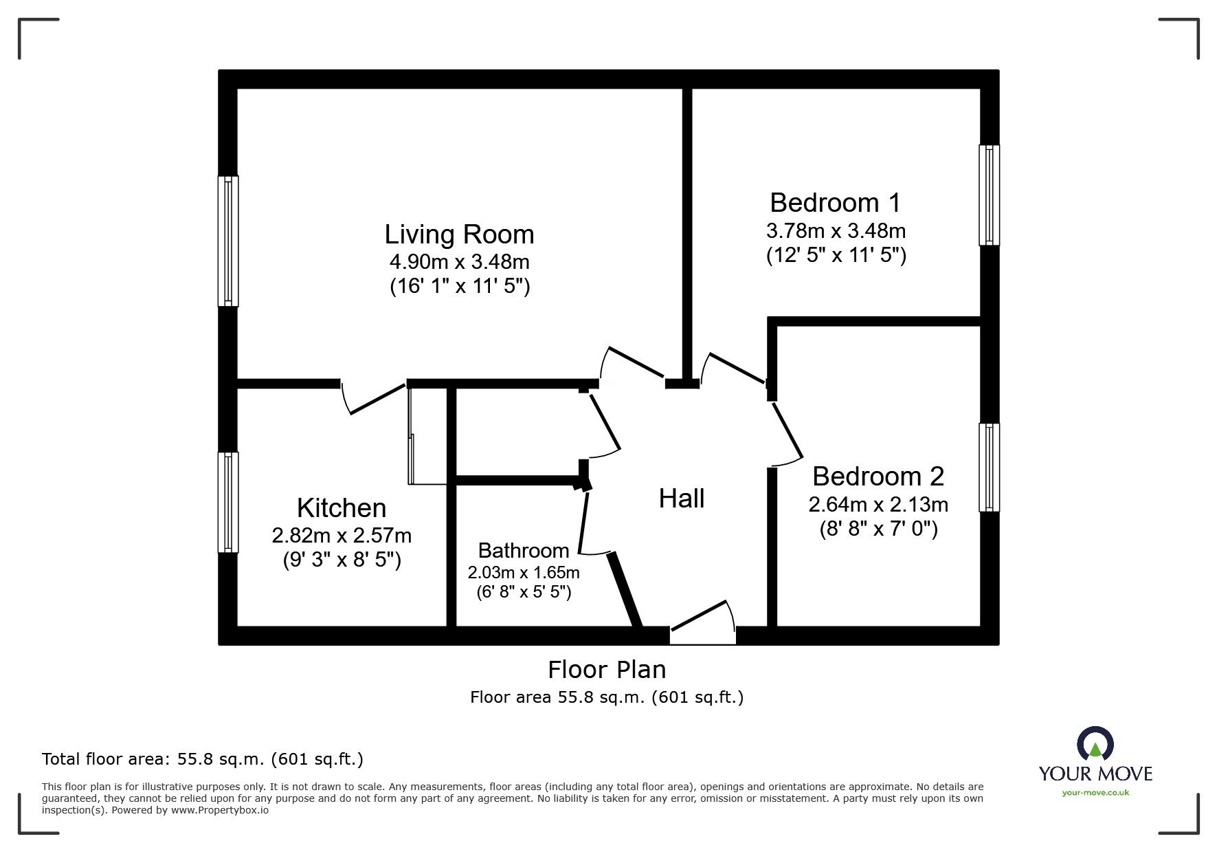 Floorplan of 2 bedroom  Flat for sale, Valley Green, Hemel Hempstead, Hertfordshire, HP2