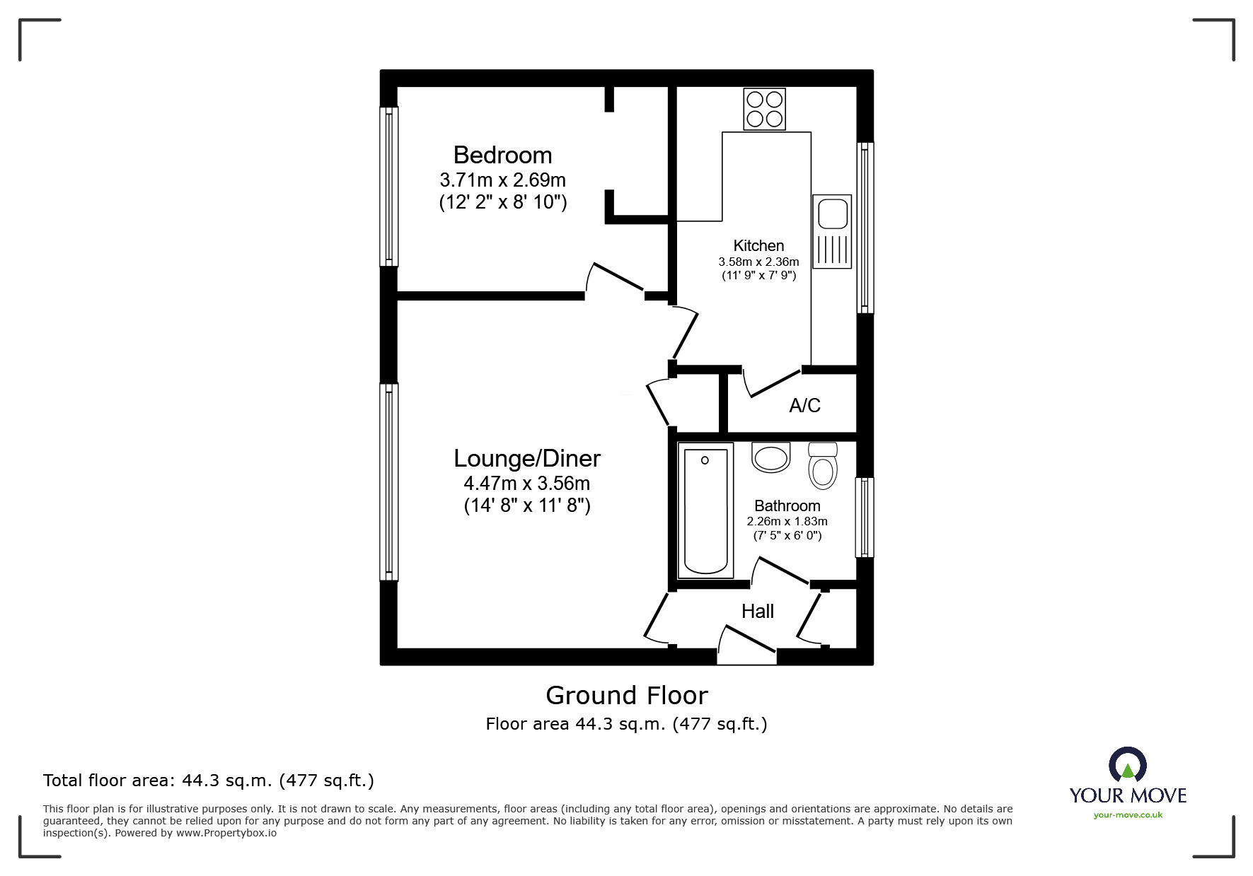 Floorplan of 1 bedroom  Flat for sale, Livingstone Walk, Hemel Hempstead, Hertfordshire, HP2