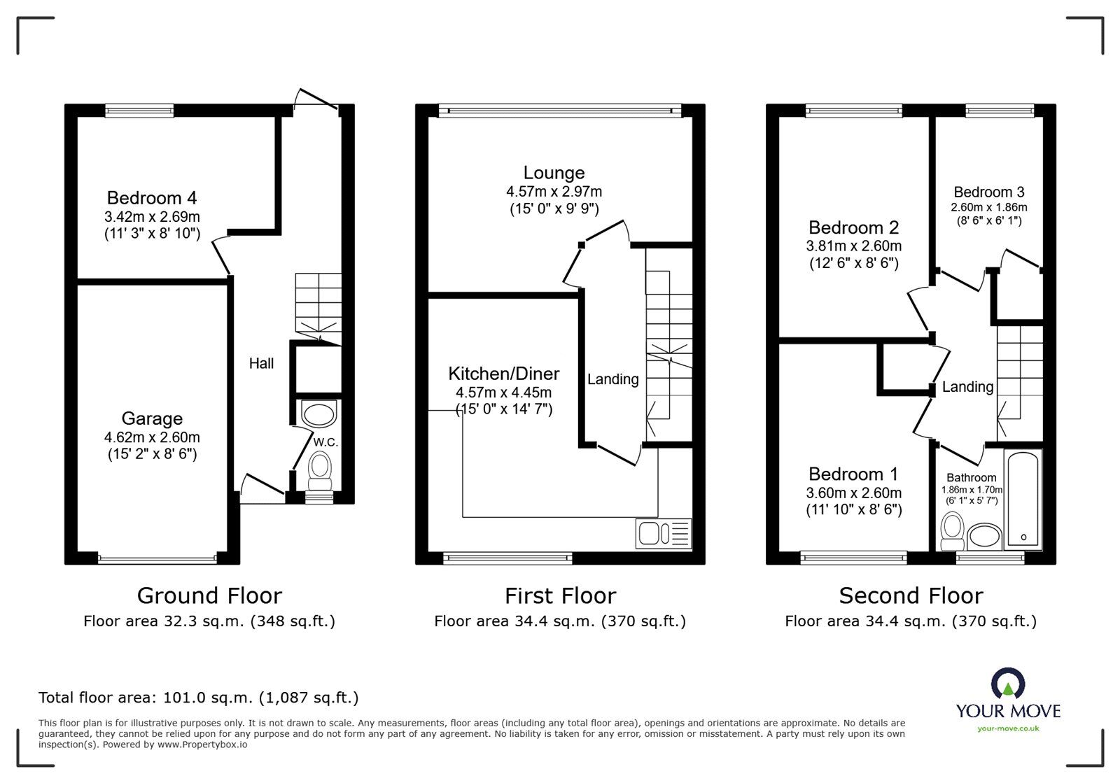 Floorplan of 4 bedroom End Terrace House to rent, St. Agnells Lane, Hemel Hempstead, Hertfordshire, HP2