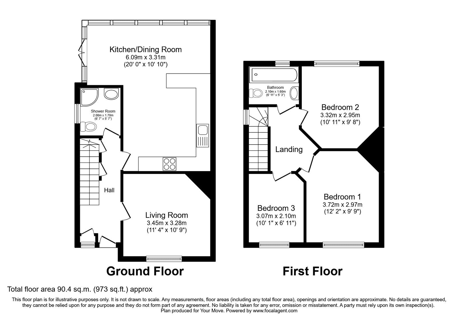 Floorplan of 3 bedroom Semi Detached House to rent, West Valley Road, Hemel Hempstead, Hertfordshire, HP3