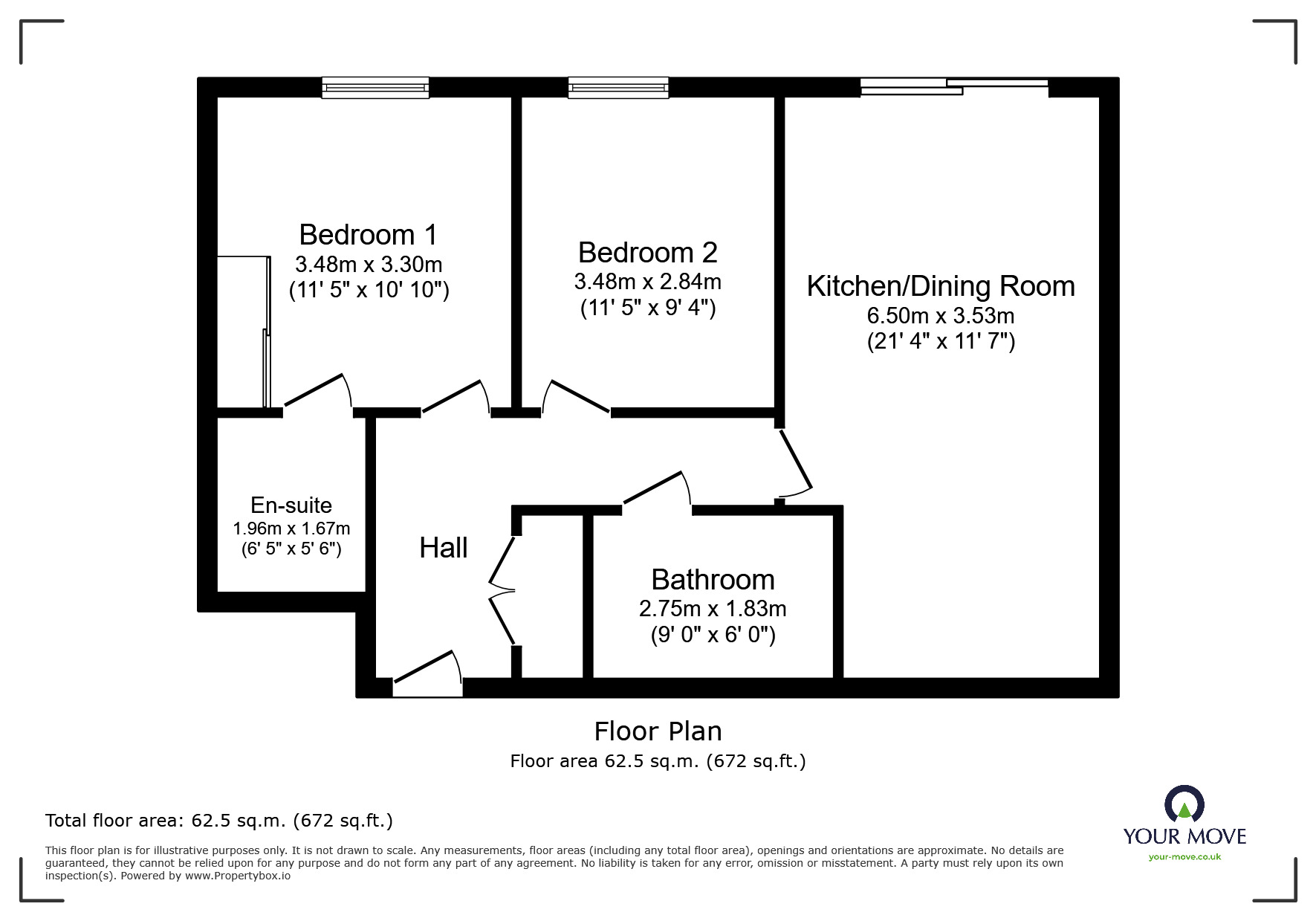 Floorplan of 2 bedroom  Flat for sale, Longman House, The Embankment, Hemel Hempstead, HP3