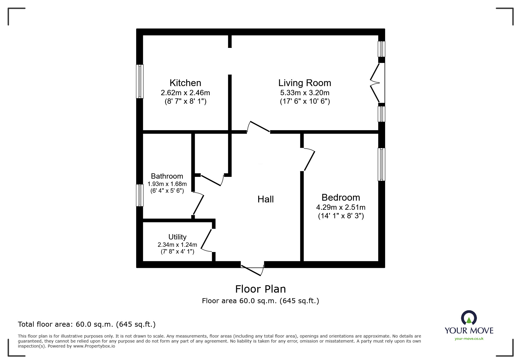 Floorplan of 1 bedroom  Flat for sale, Downside, Hemel Hempstead, Hertfordshire, HP2