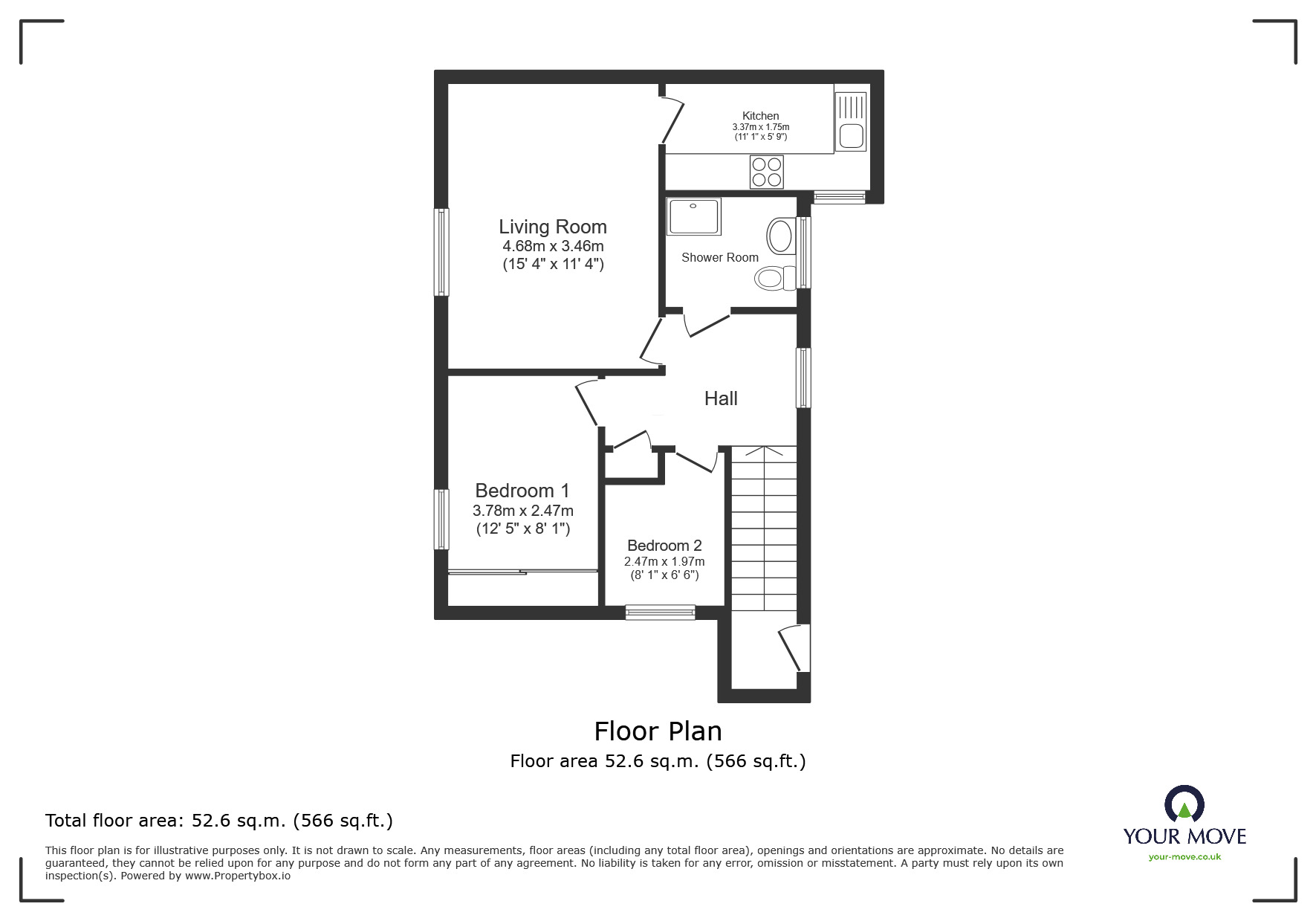 Floorplan of 2 bedroom  Flat for sale, Bridge Street, Berkhamsted, Hertfordshire, HP4