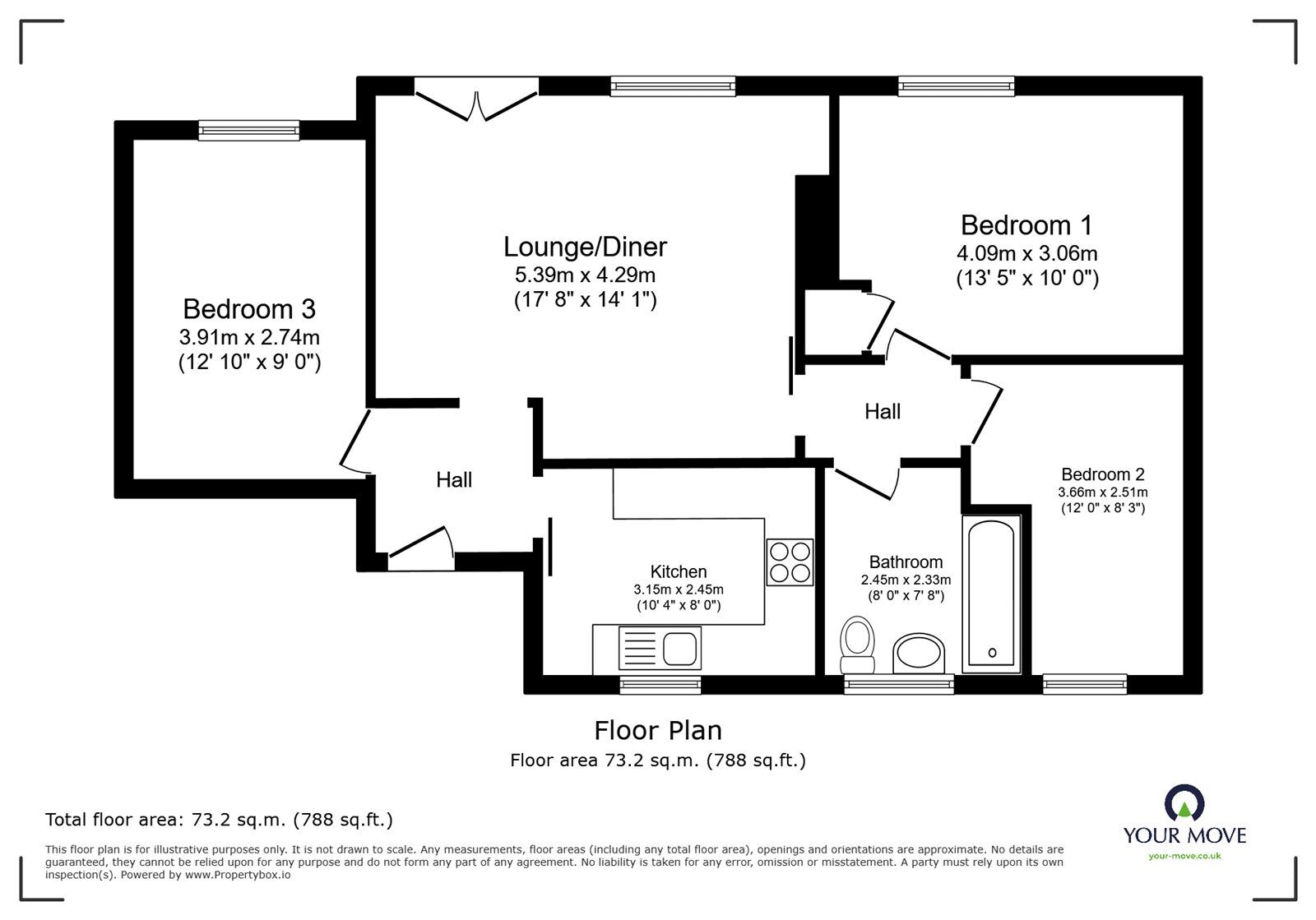 Floorplan of 3 bedroom  Flat to rent, Aston Way, Potters Bar, Hertfordshire, EN6