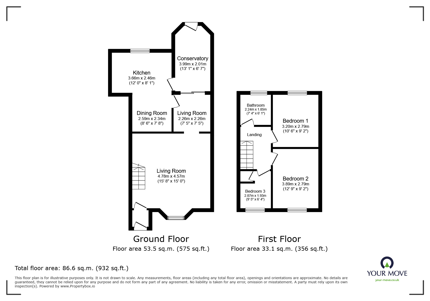 Floorplan of 3 bedroom End Terrace House for sale, Glamis Close, Hemel Hempstead, Hertfordshire, HP2