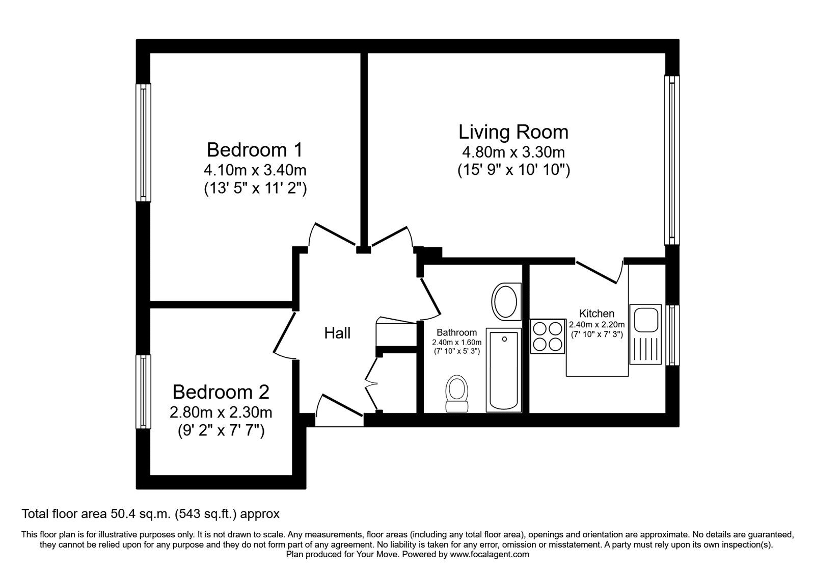Floorplan of 2 bedroom  Flat to rent, Datchet Close, Hemel Hempstead, Hertfordshire, HP2
